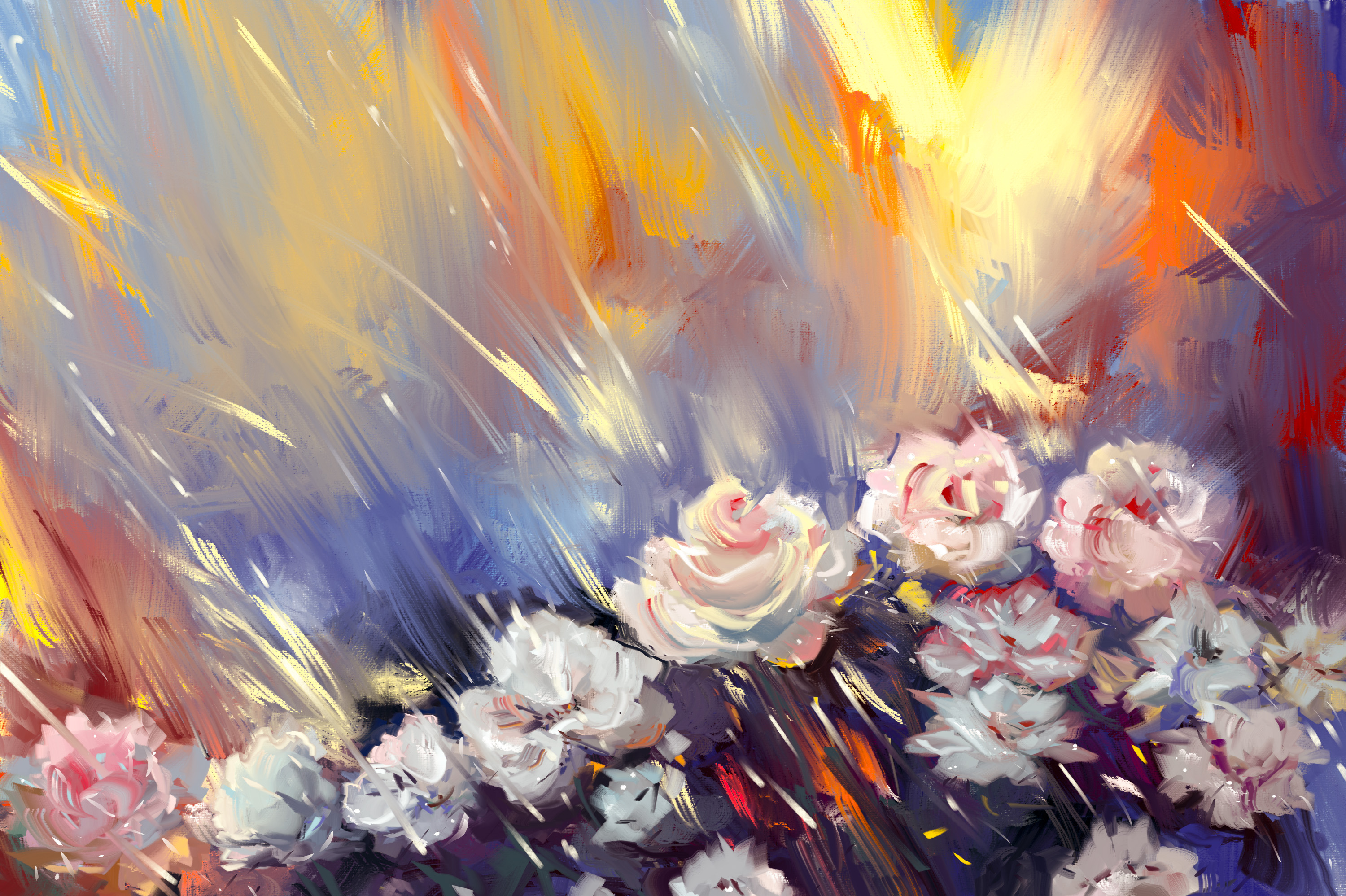 Download mobile wallpaper Roses, Flowers, Art, Stripes, Streaks for free.