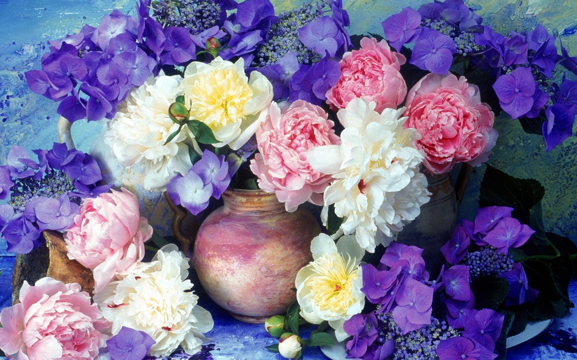 582204 завантажити шпалери фотографія, натюрморт, квітка, півонія, рожева квітка, фіолетова квітка, ваза, біла квітка - заставки і картинки безкоштовно