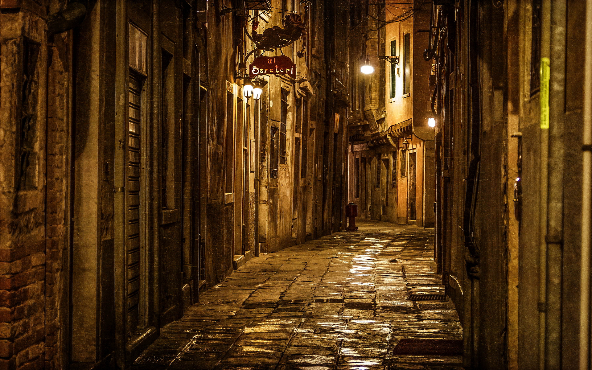 italy, venice, man made, alley, night, cities