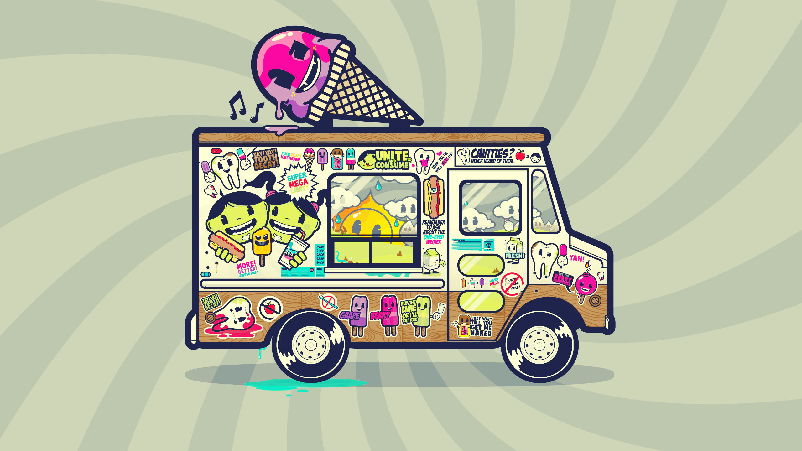 vehicles, ice cream truck, ice cream, van
