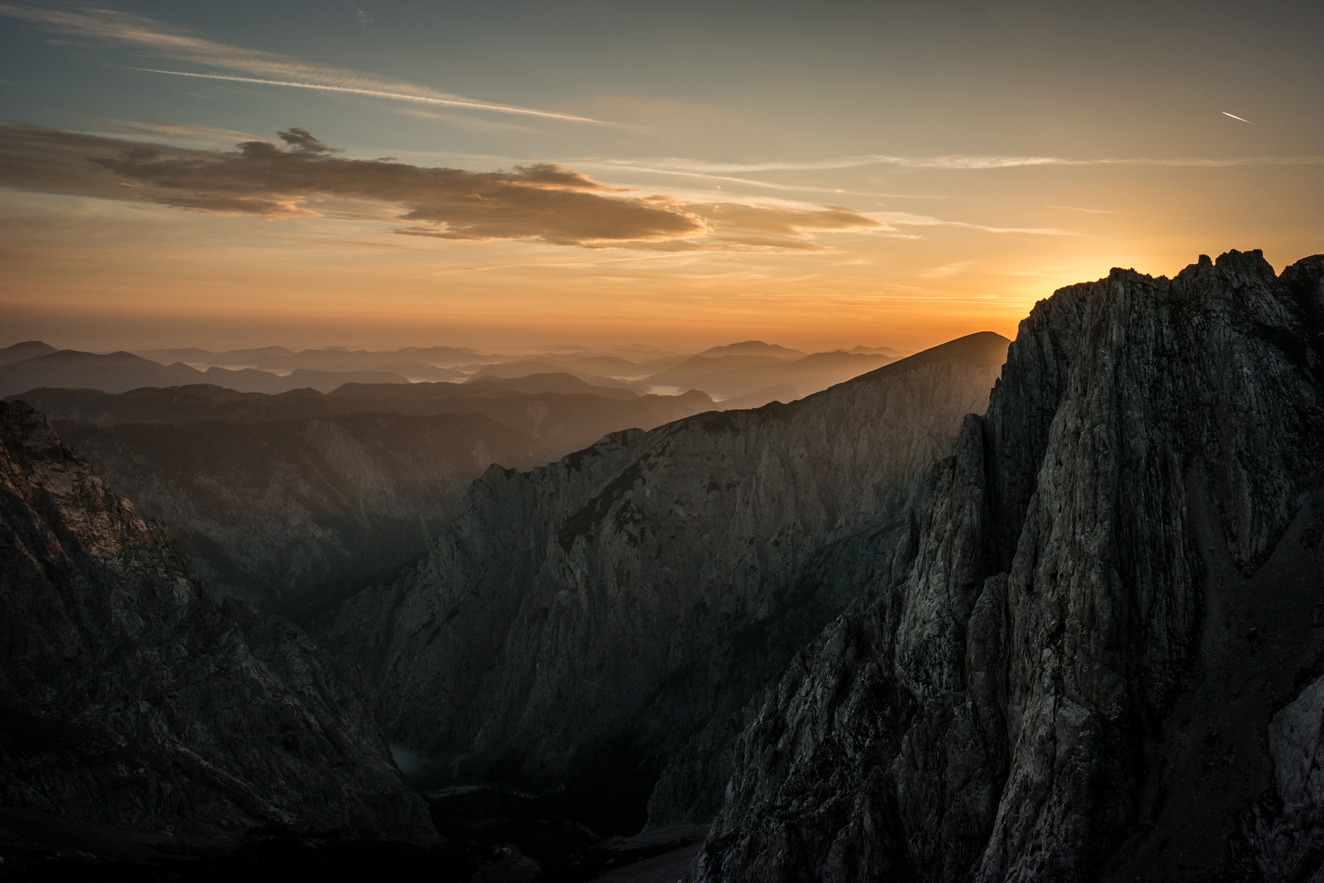 austria, nature, sunset, mountain, vertex, top