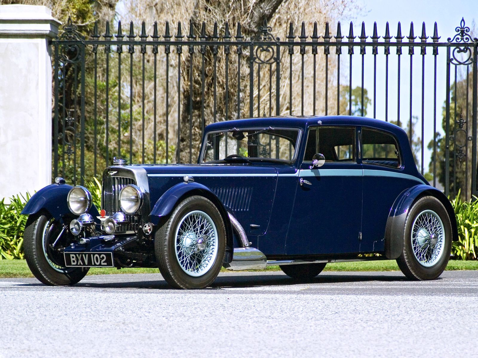 119305 Bild herunterladen auto, aston martin, cars, blau, seitenansicht, retro, mkii, 1934 - Hintergrundbilder und Bildschirmschoner kostenlos