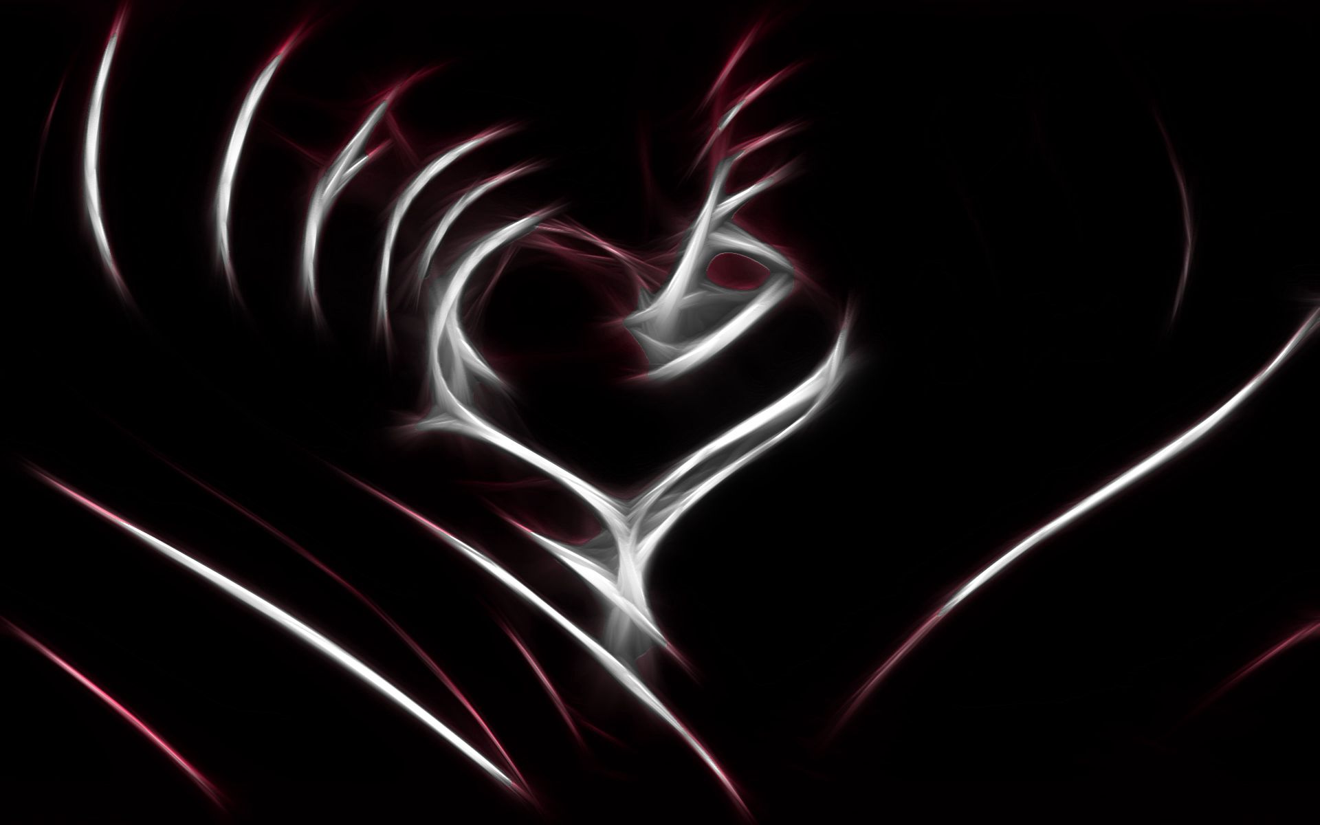 hearts, abstract, black, white, red, line