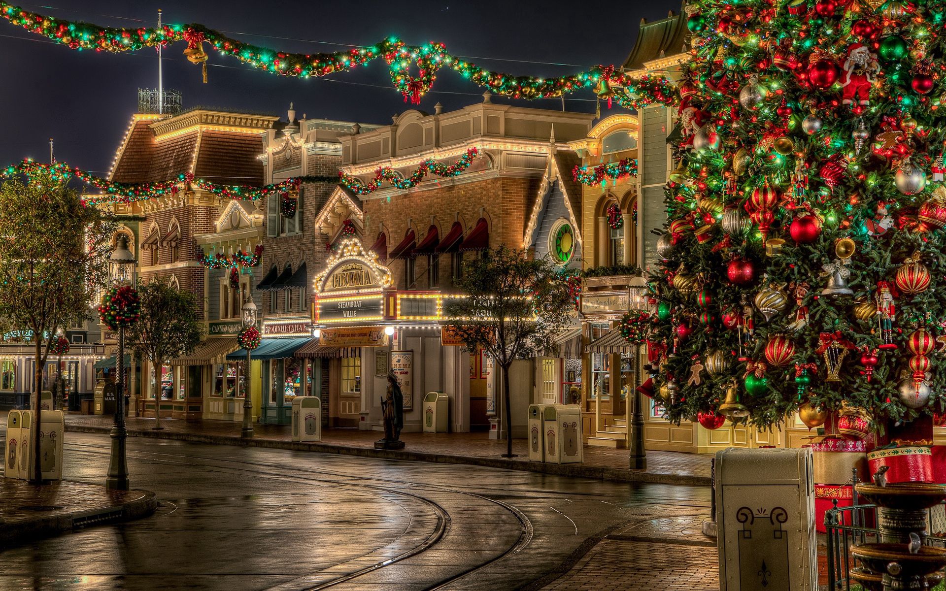 hdr, cities, city, christmas, holiday, street, atmosphere