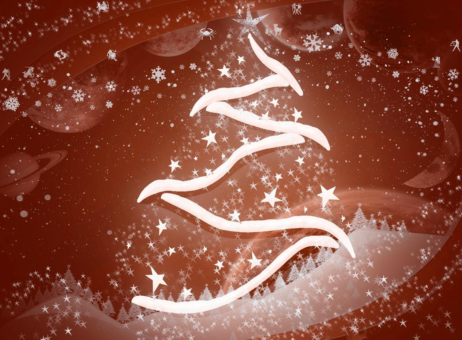 Snowflakes christmas tree, holidays, moon, new year 8k Backgrounds