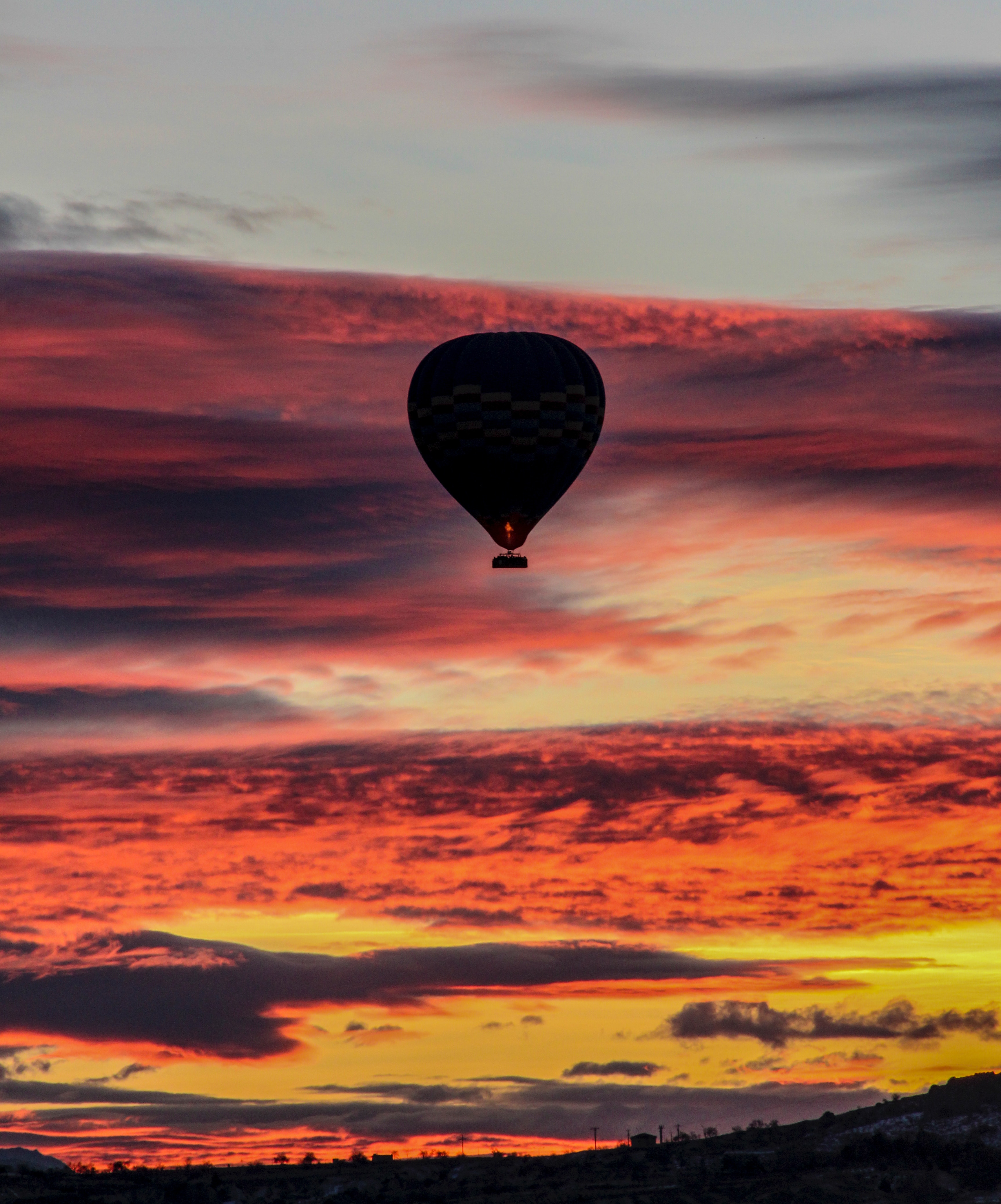 Laden Sie das Natur, Sunset, Sky, Clouds, Flug, Luftballon, Ballon-Bild kostenlos auf Ihren PC-Desktop herunter