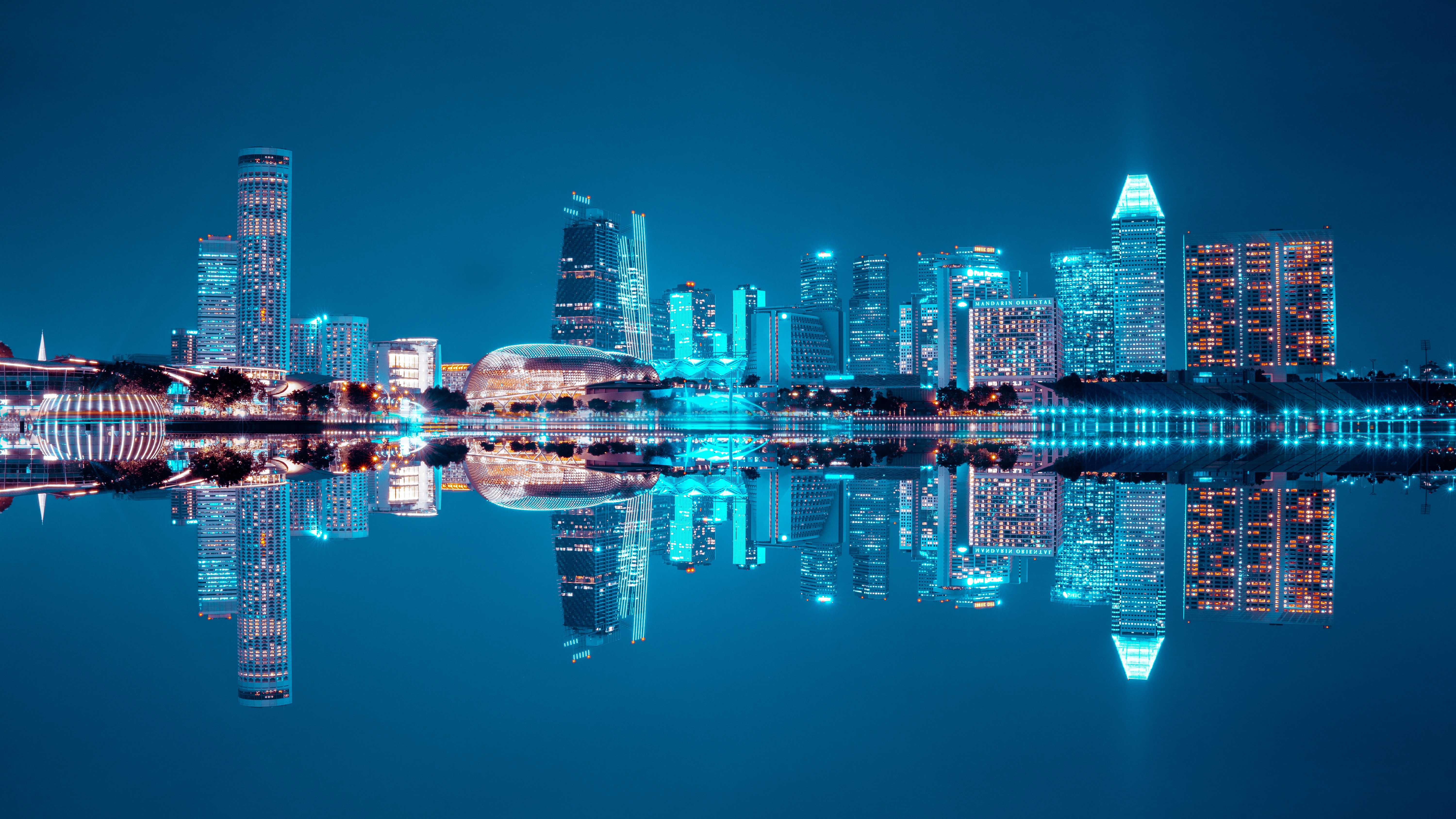 singapore, cityscape, night, building, man made, cities, reflection