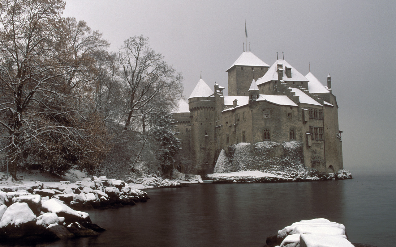 1515522 免費下載壁紙 人造, 城堡, 湖, 冬天 屏保和圖片