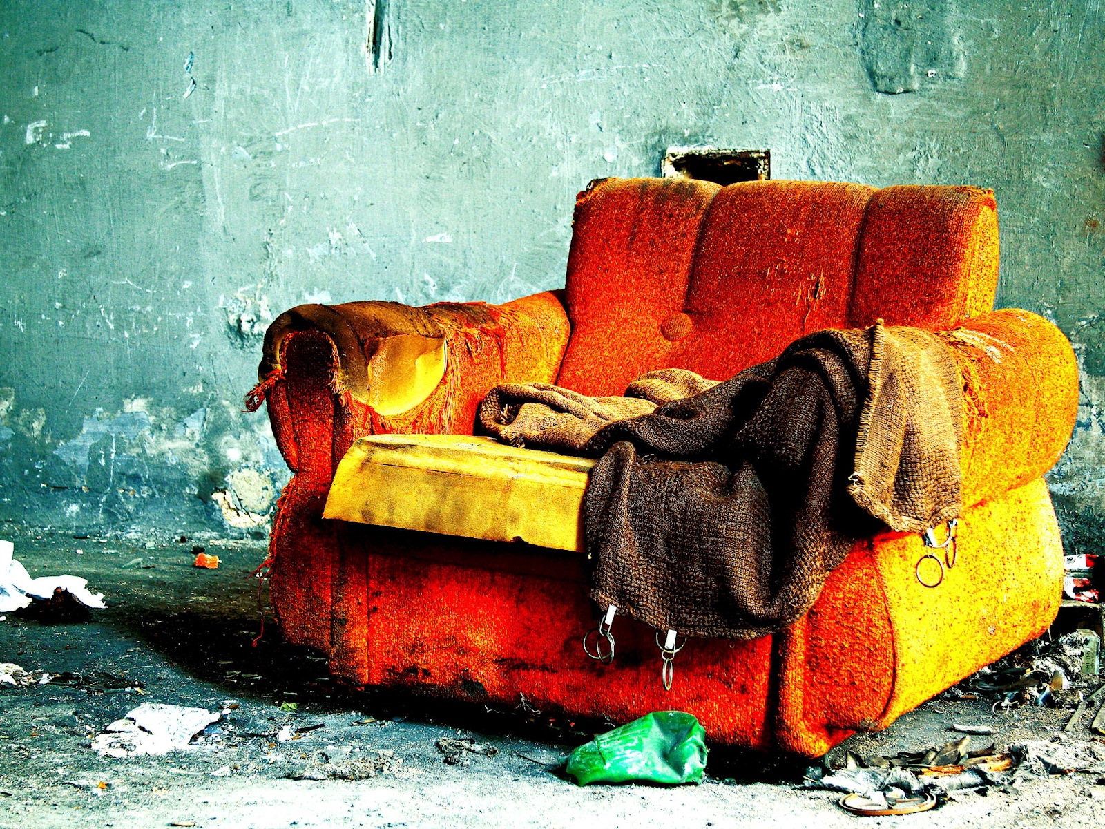 colourful, miscellanea, miscellaneous, old, colorful, armchair, ancient, ragged HD wallpaper