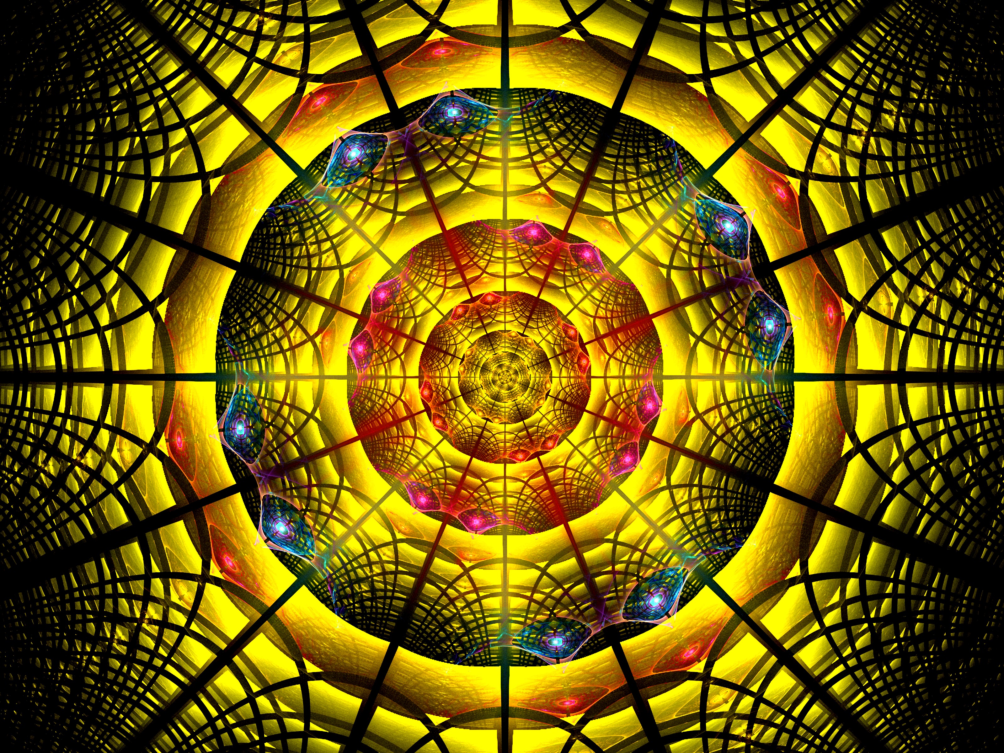 Mandala pattern, fractal, abstract, bright Lock Screen