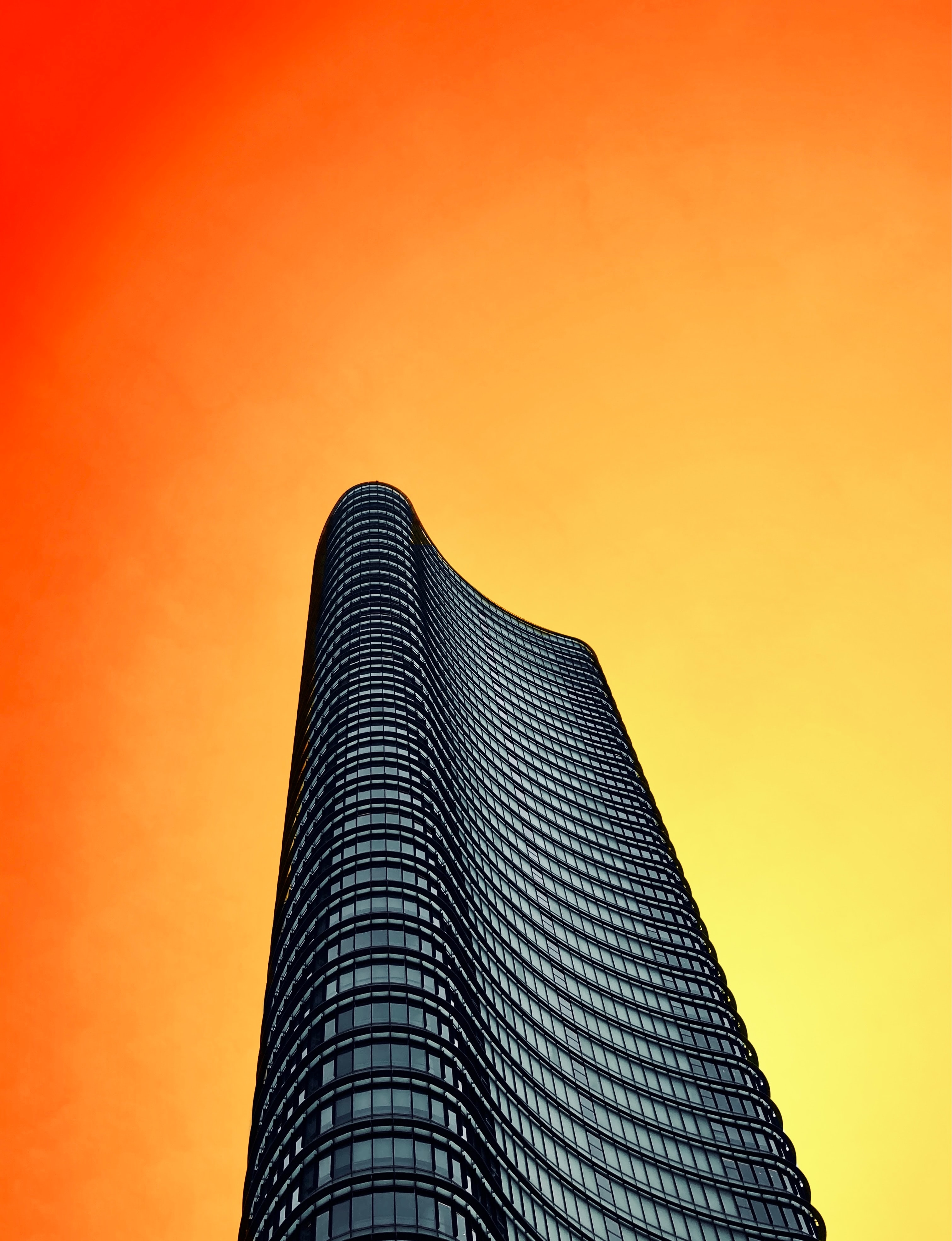 tower, building, architecture, sky, orange, minimalism 5K