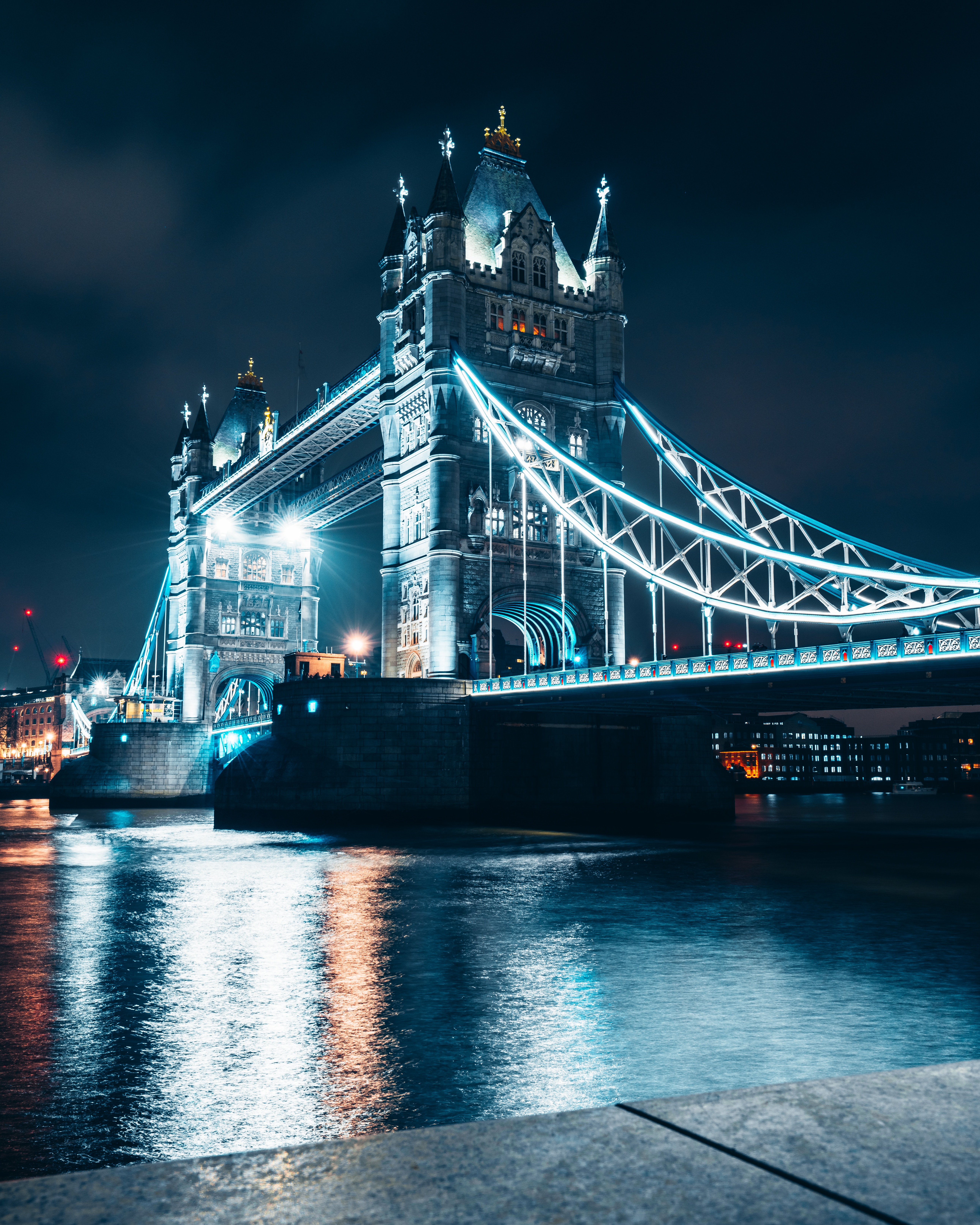 rivers, cities, architecture, night city, bridge, backlight, illumination wallpapers for tablet