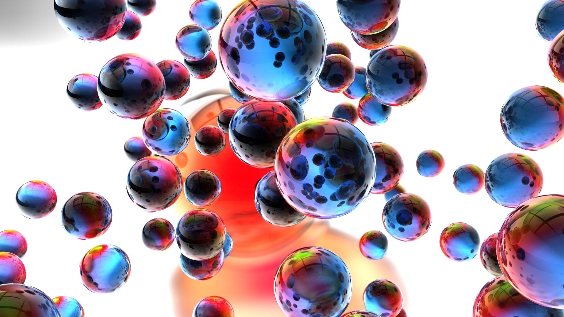 color, explosion, 3d, balls Horizontal Wallpapers