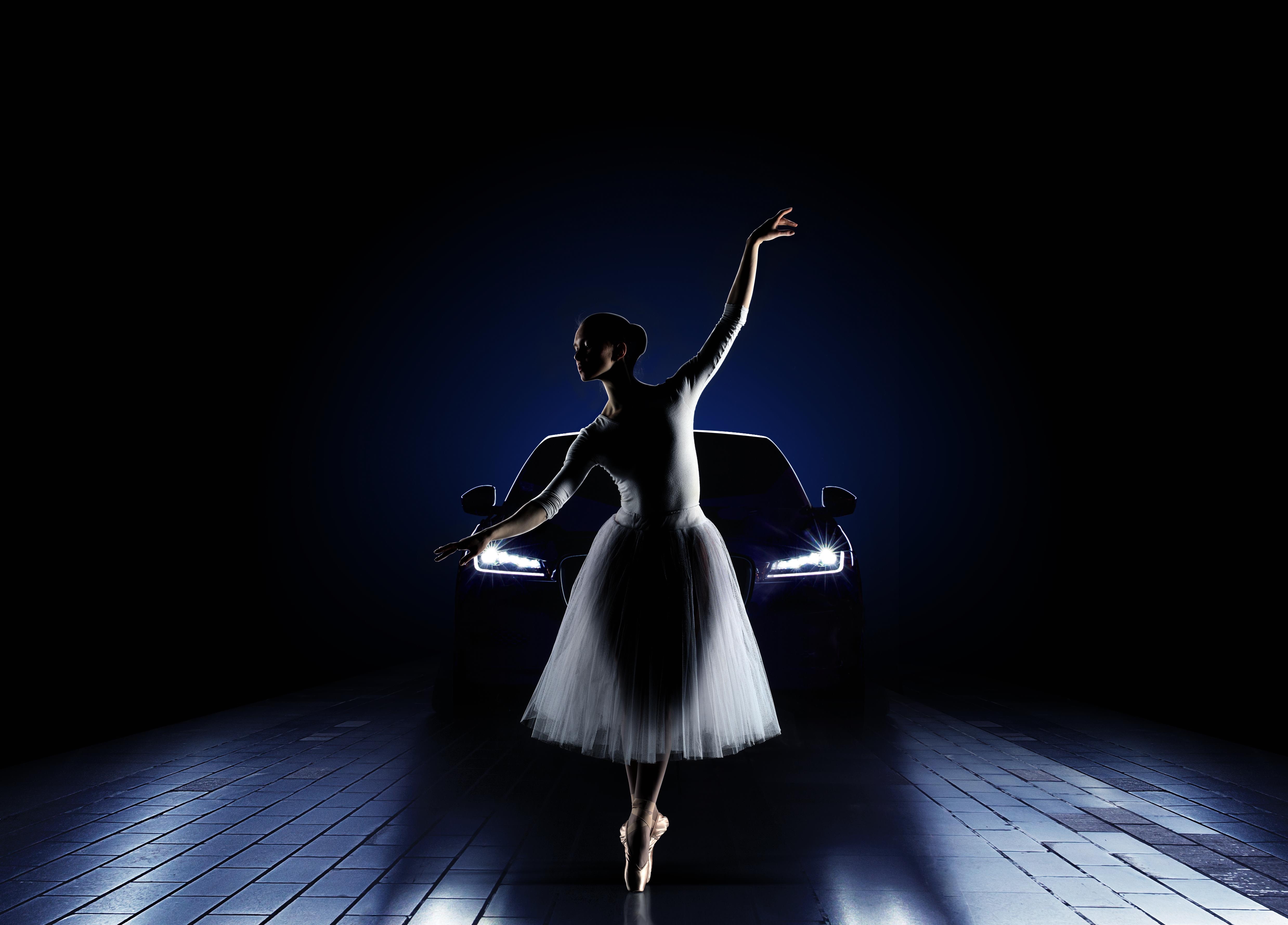 ballerina, car, girl, headlights Newest PC Wallpaper