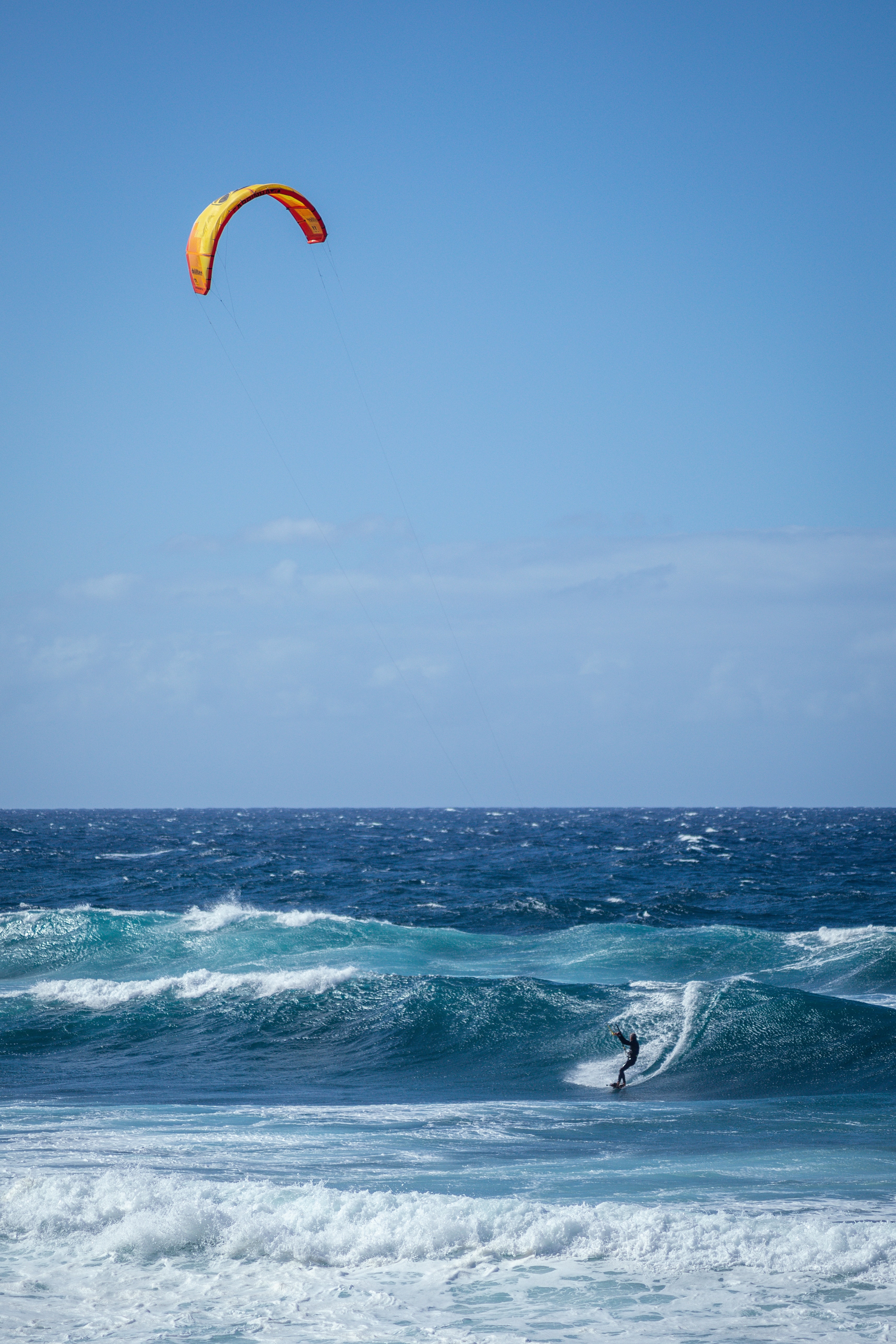 sea, waves, horizon, miscellanea, miscellaneous, human, person, paragliding, paraglider Full HD