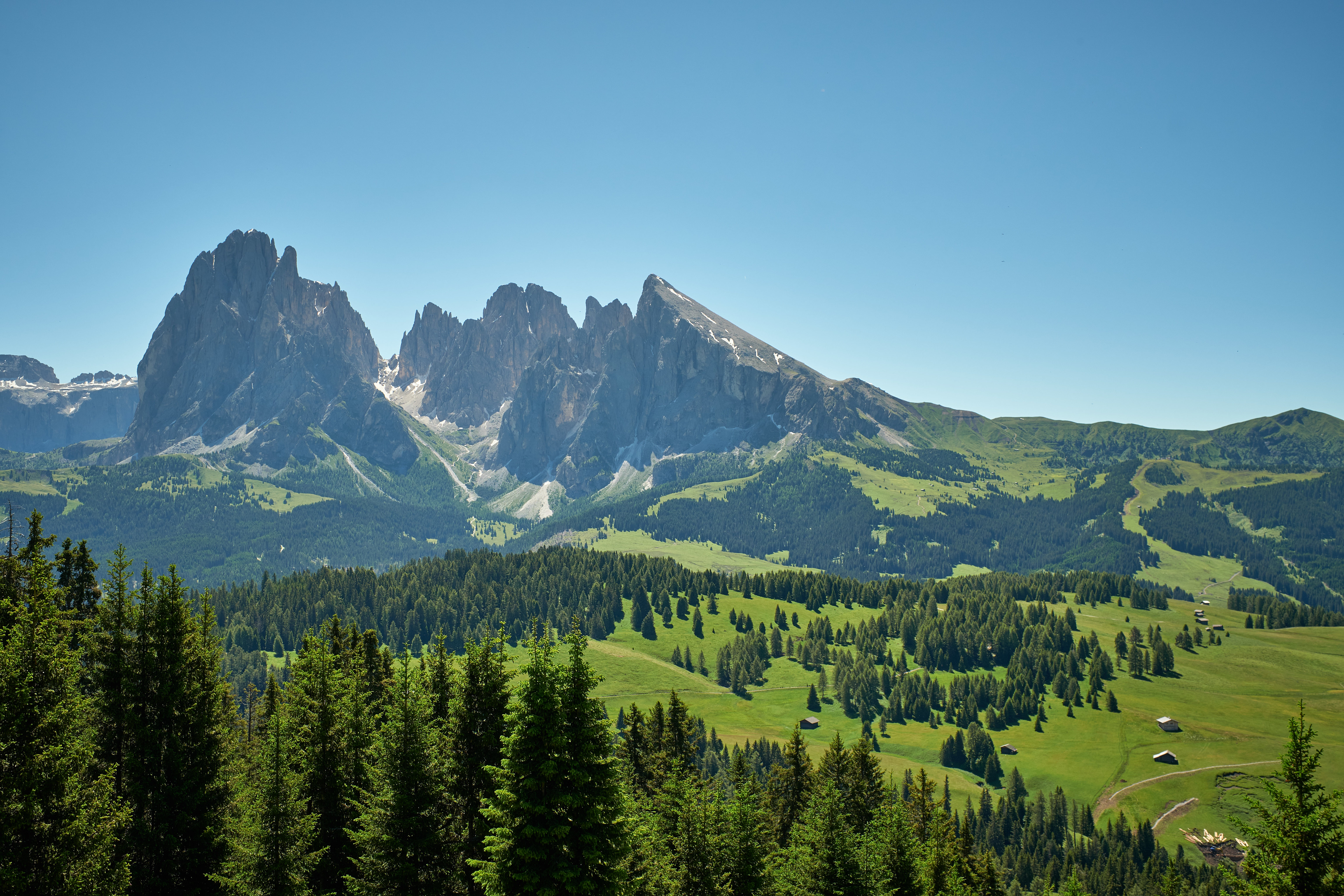 mountains, nature, trees, sky, rocks, spruce, fir High Definition image