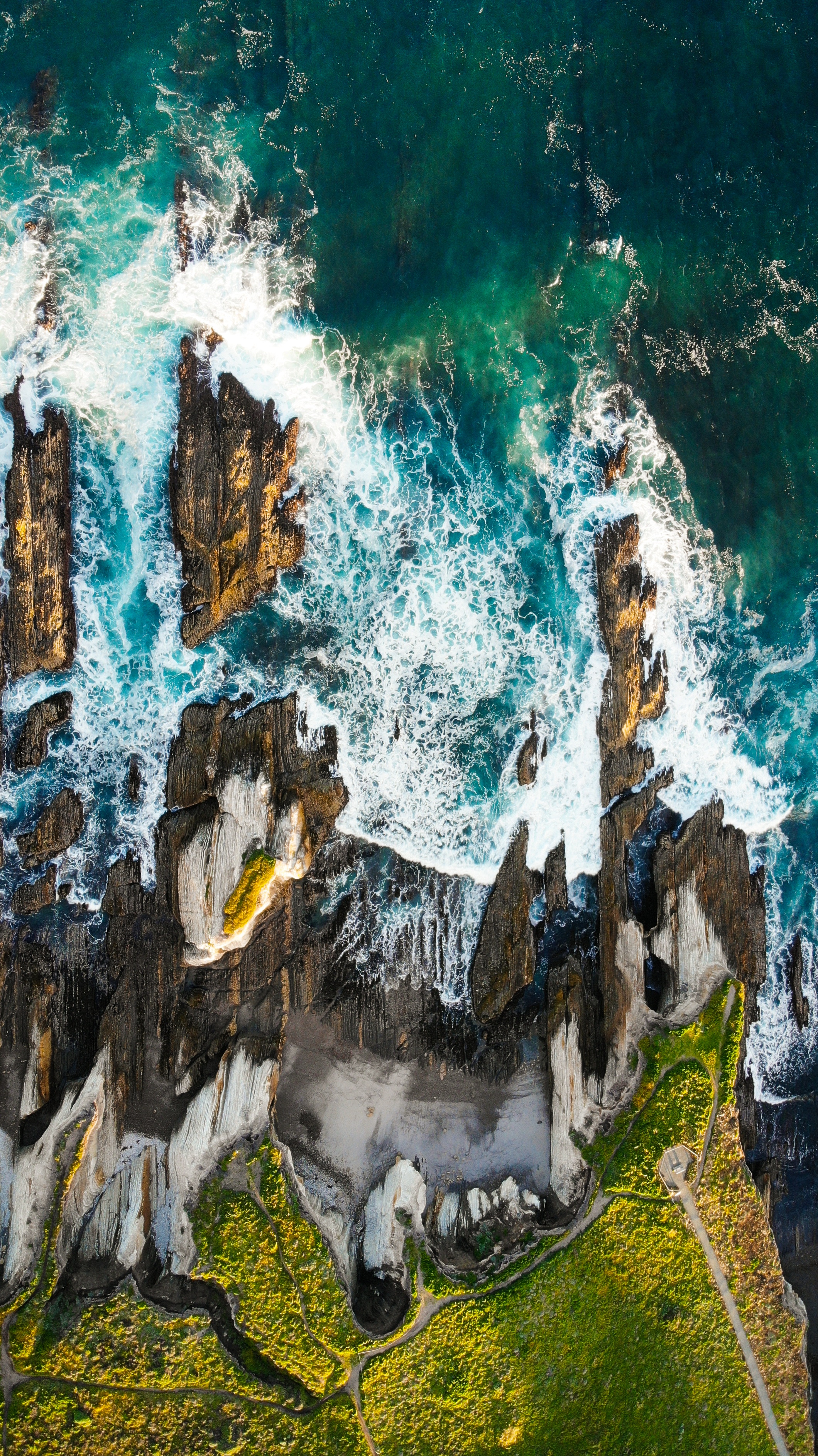 waves, nature, view from above, shore, bank, ocean, surf