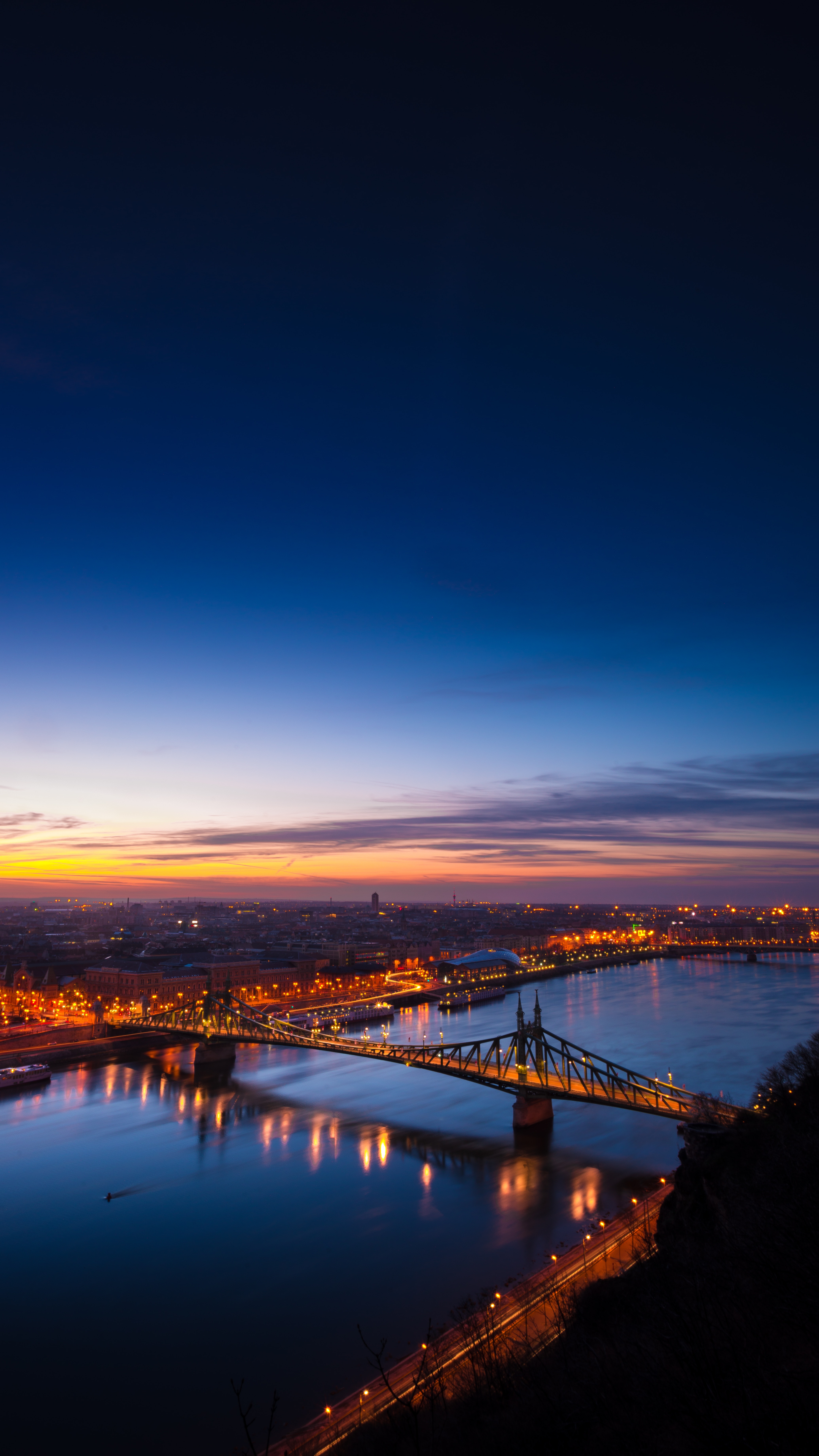 hungary, bridge, budapest, cities, night city Smartphone Background