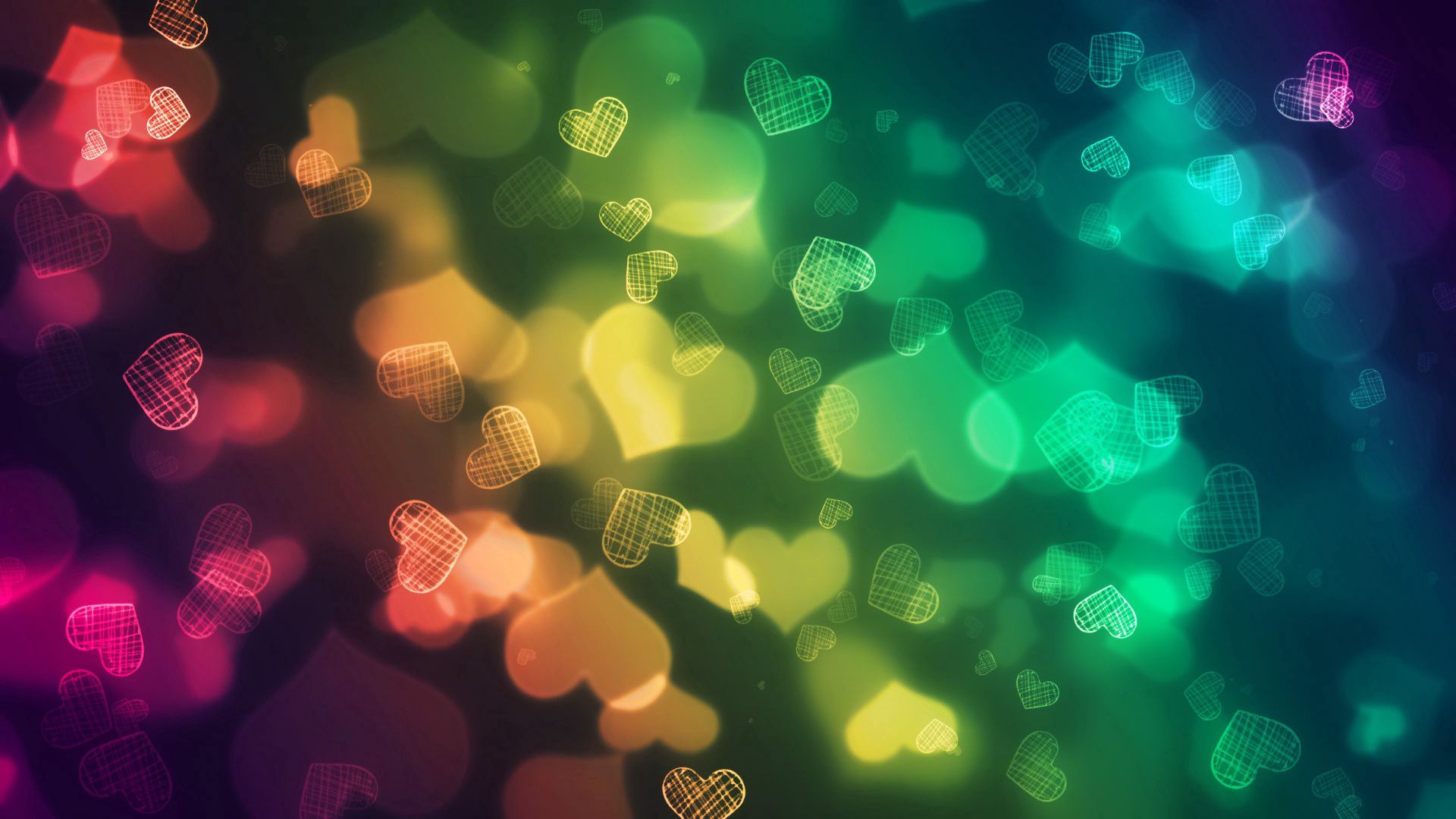 hearts, abstract, dark, multicolored, motley, colorful, colourful