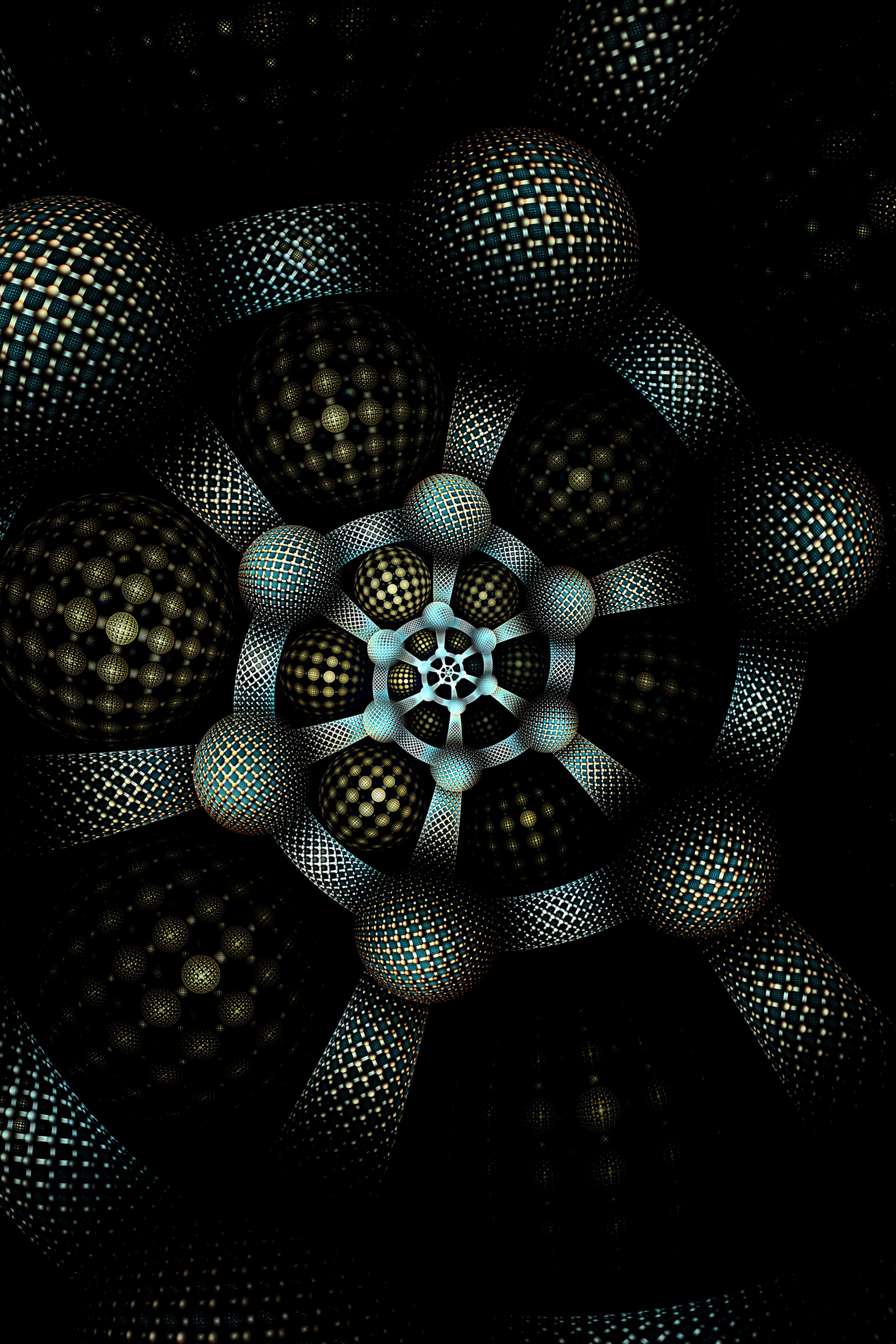 dark, form, circles, involute, abstract, pattern, fractal, swirling 8K