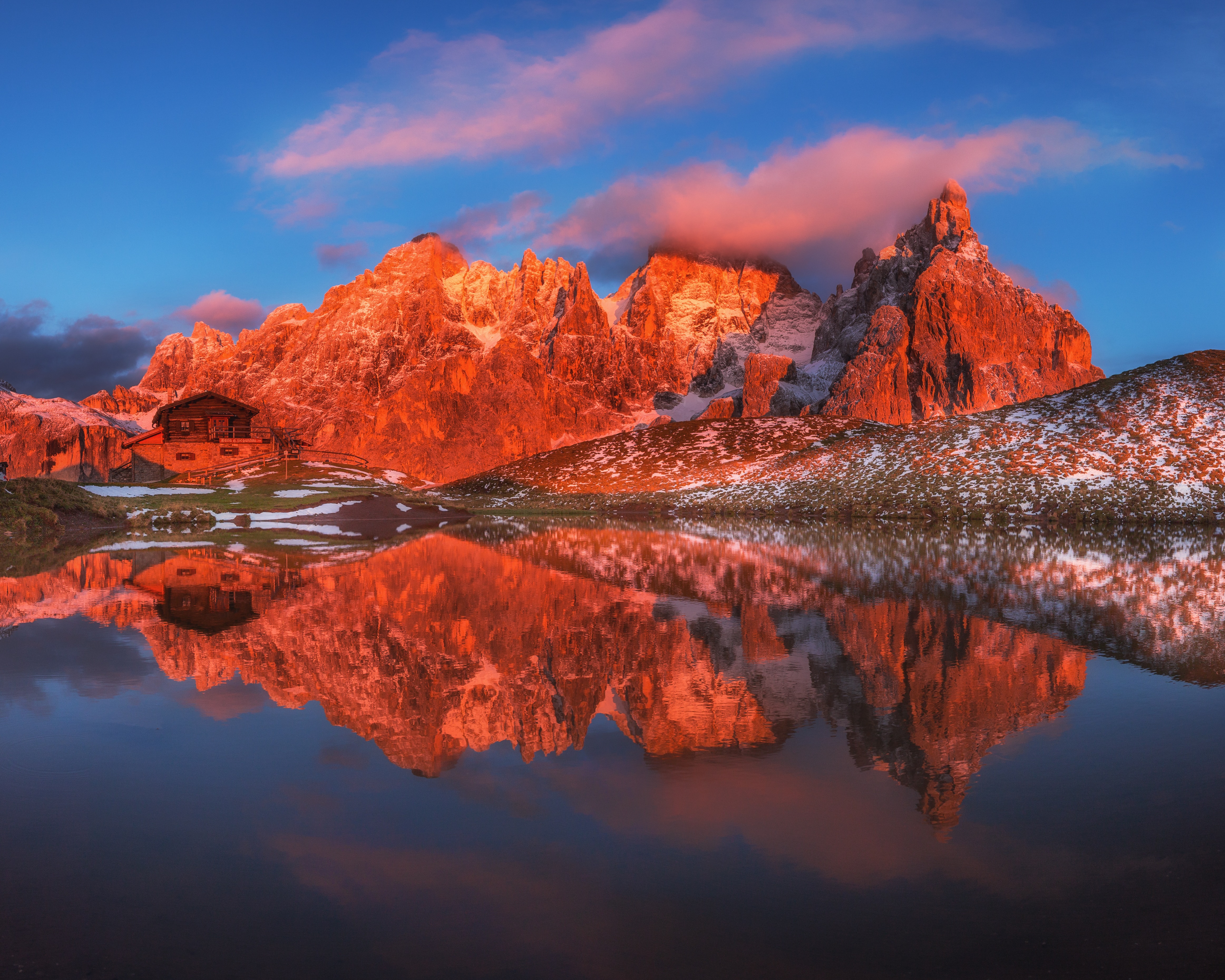83243 Bild herunterladen mountains, landschaft, natur, see, reflexion, haus - Hintergrundbilder und Bildschirmschoner kostenlos