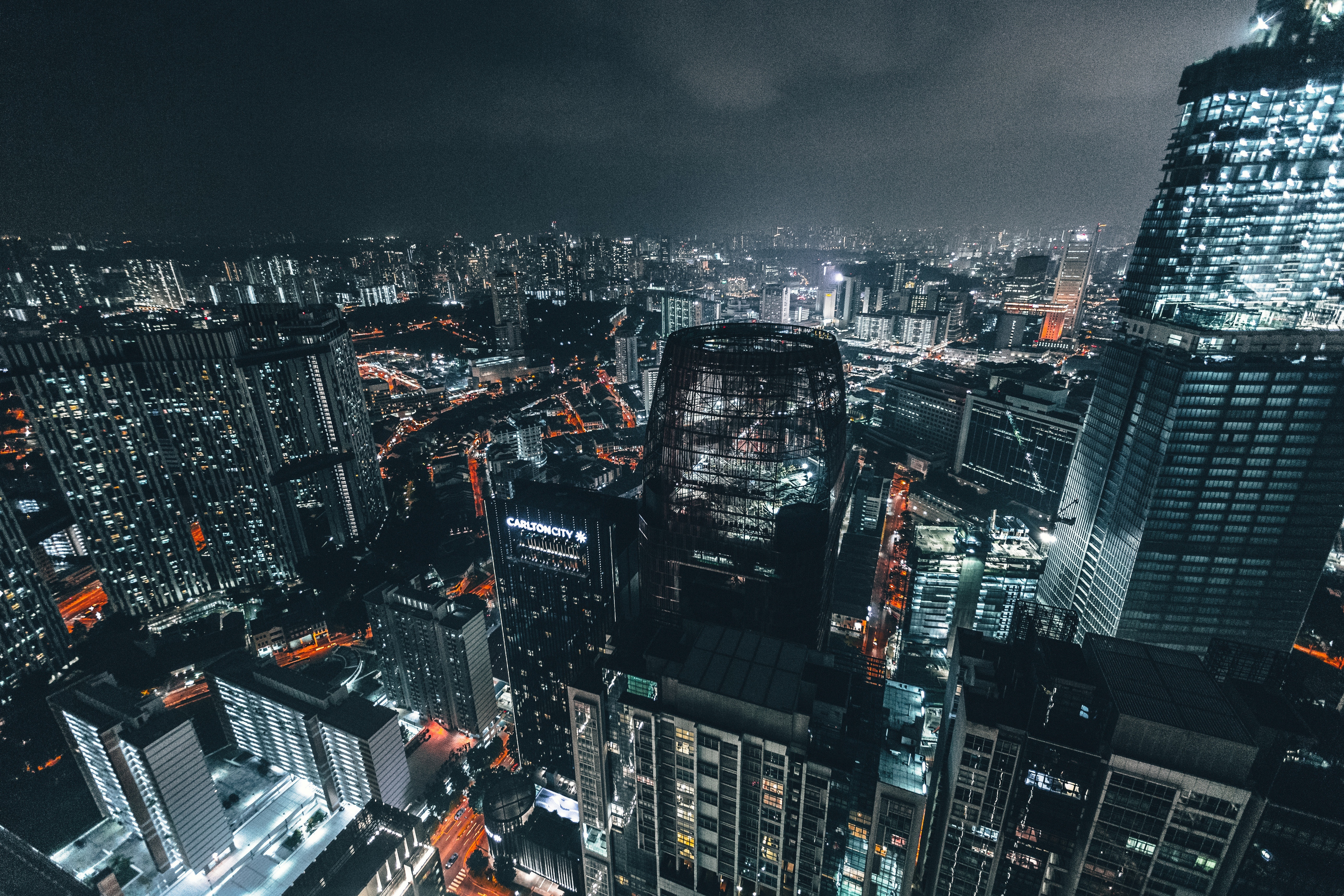 HD photos skyscrapers, megalopolis, night, city lights
