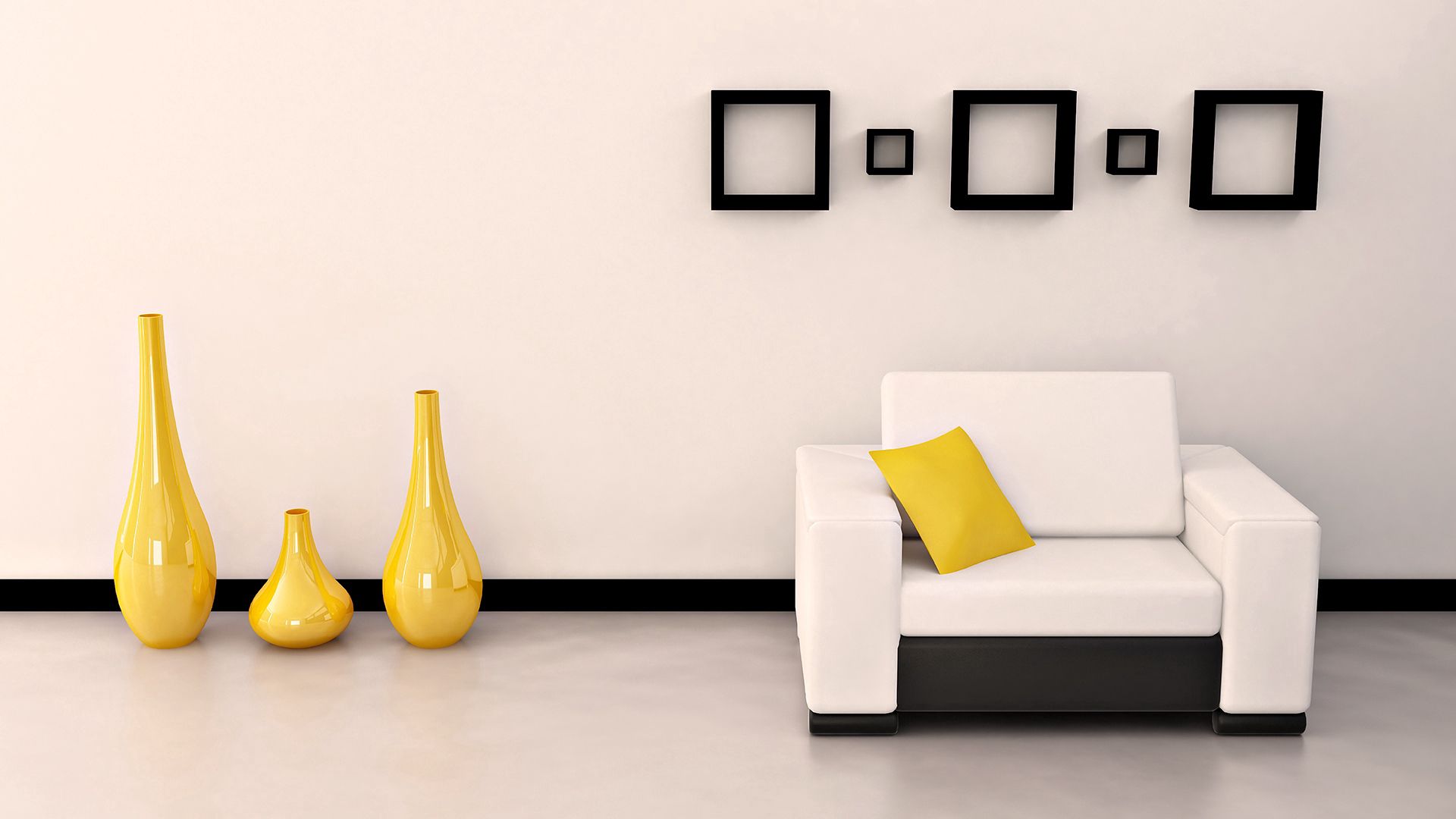 room, miscellanea, miscellaneous, wall, armchair, vases High Definition image