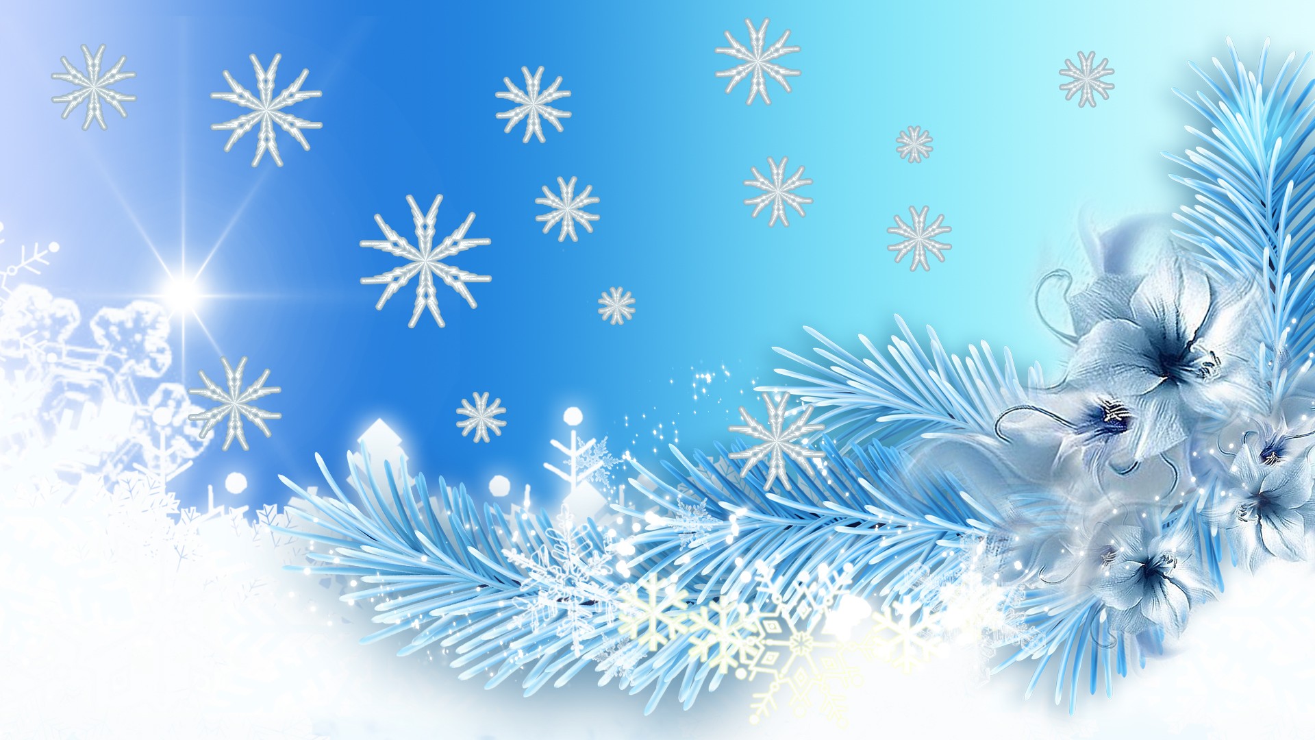 HD desktop wallpaper: Winter, Snow, Flower, Branch, Artistic, Snowflake  download free picture #800905