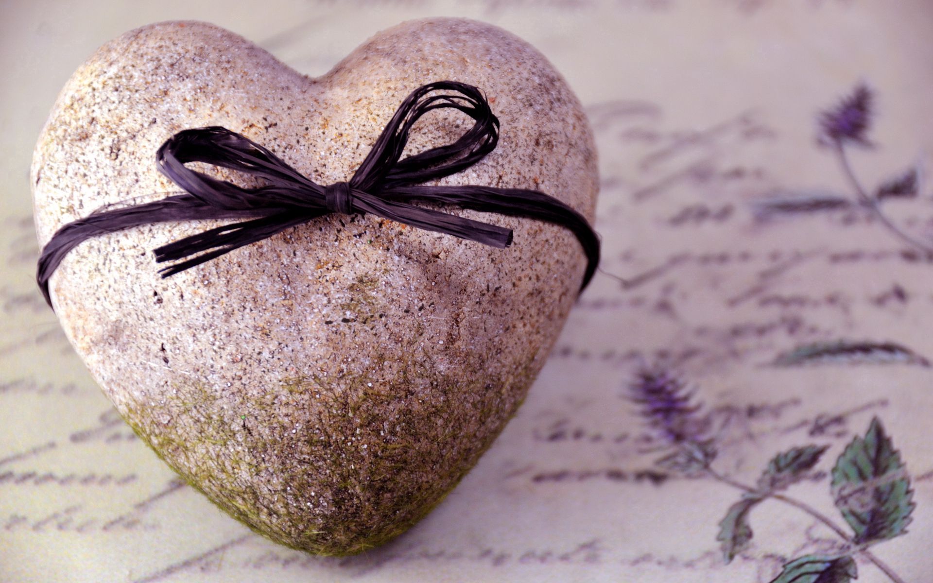 love, rock, stone, bow, heart, message, epistle
