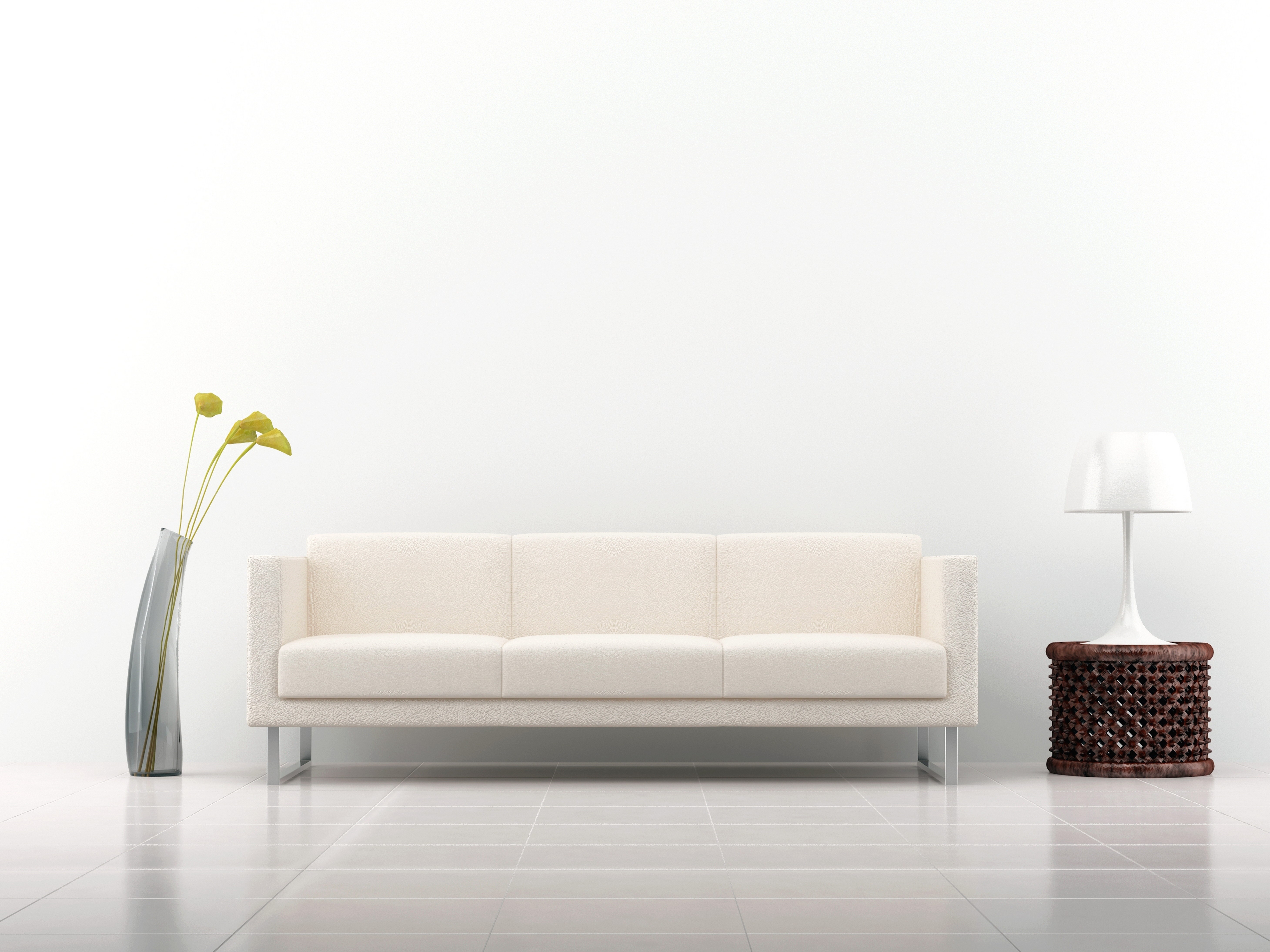 desktop and mobile lamp, sofa, miscellanea, white background