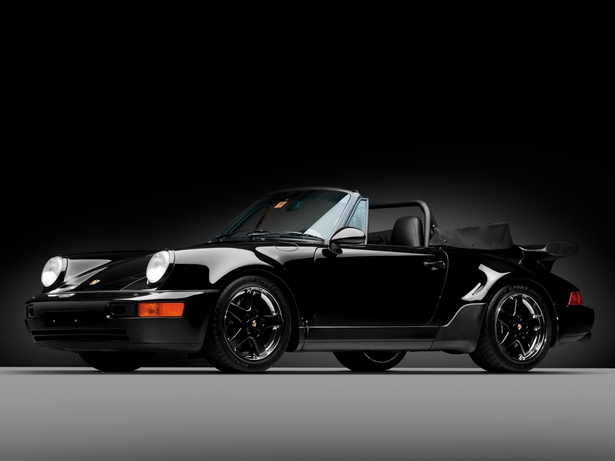 61145 Screensavers and Wallpapers Cabriolet for phone. Download porsche, cars, black, porsche 911, cabriolet, america roadster, 1992 pictures for free