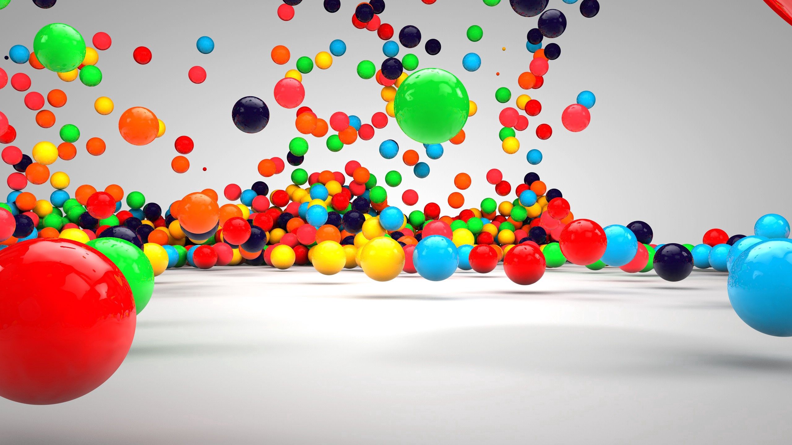 balls, 3d, multicolored, motley, surface, fall phone wallpaper