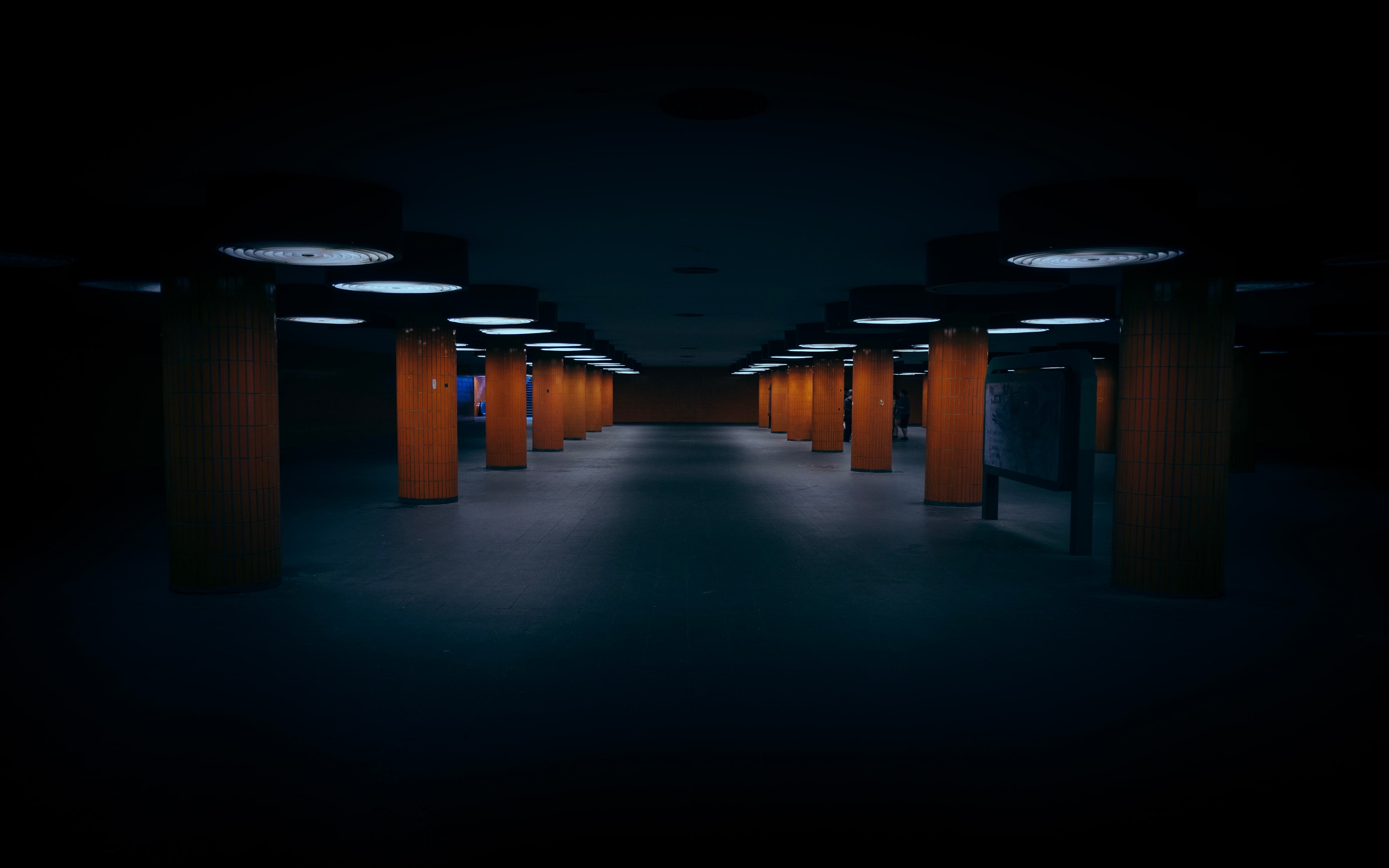 corridor, parking, architecture, building, dark