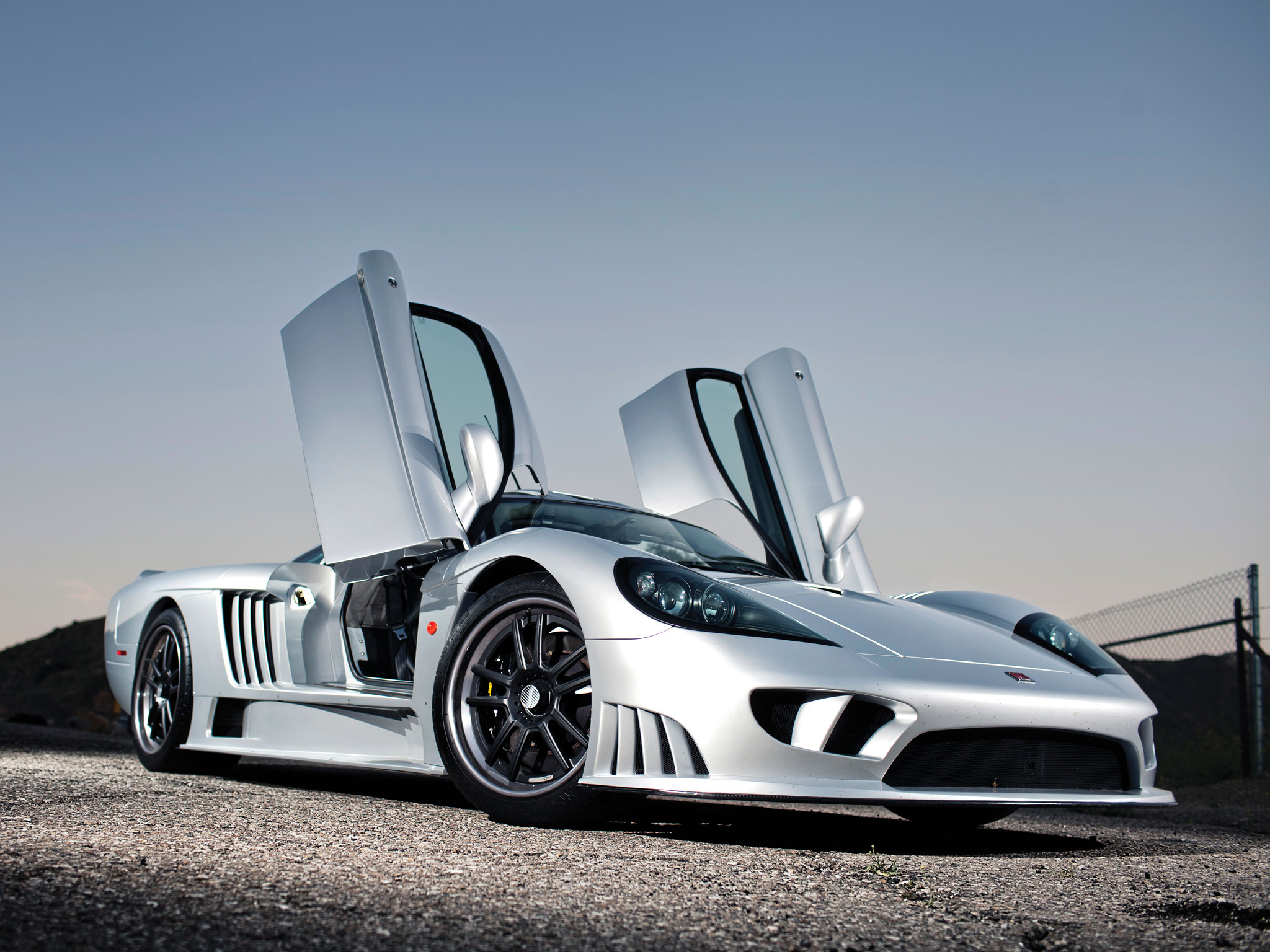 supercar, cars, side view, silver, silvery, saleen, s7