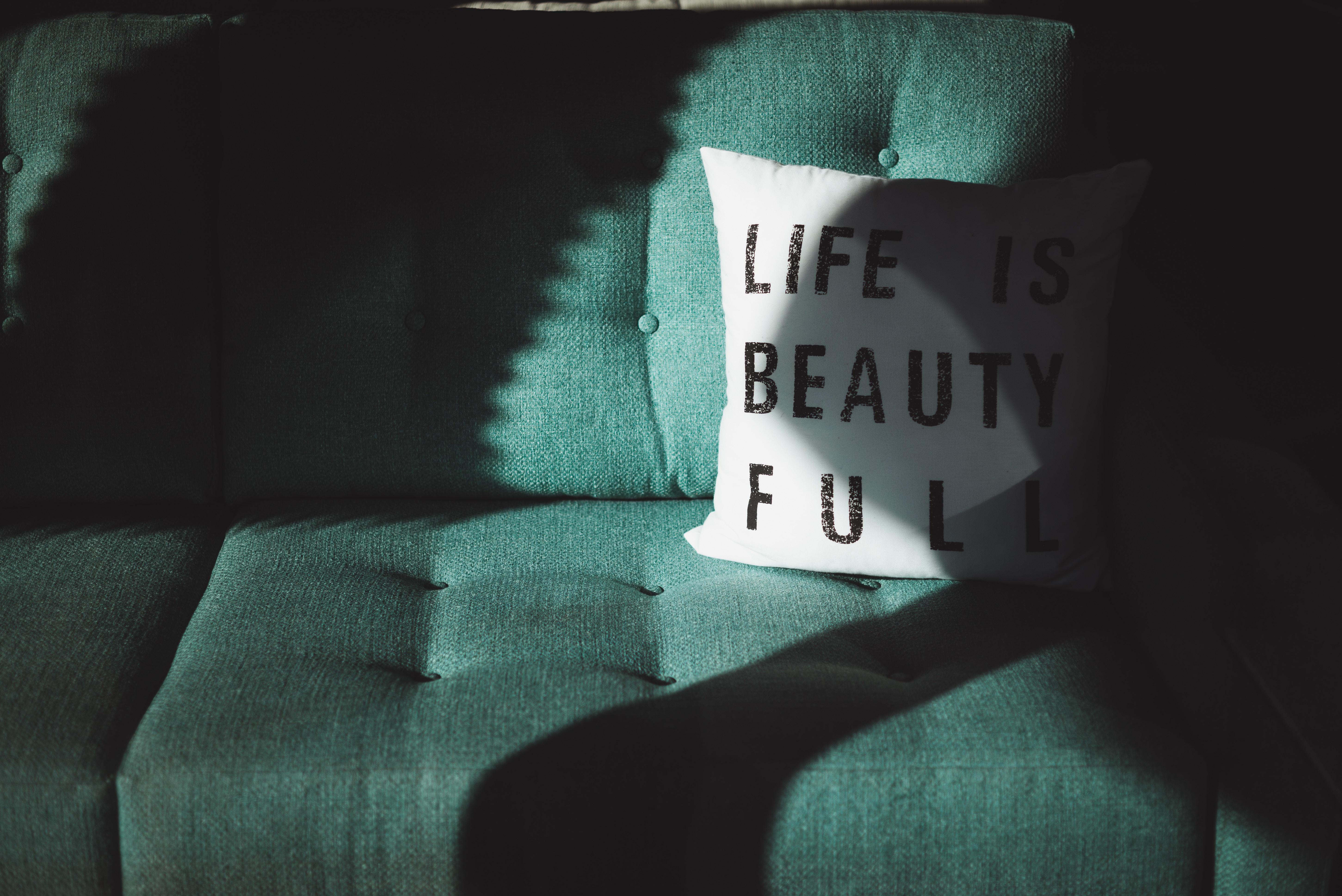 inscription, pillow, words, shadow HD Wallpaper for Phone