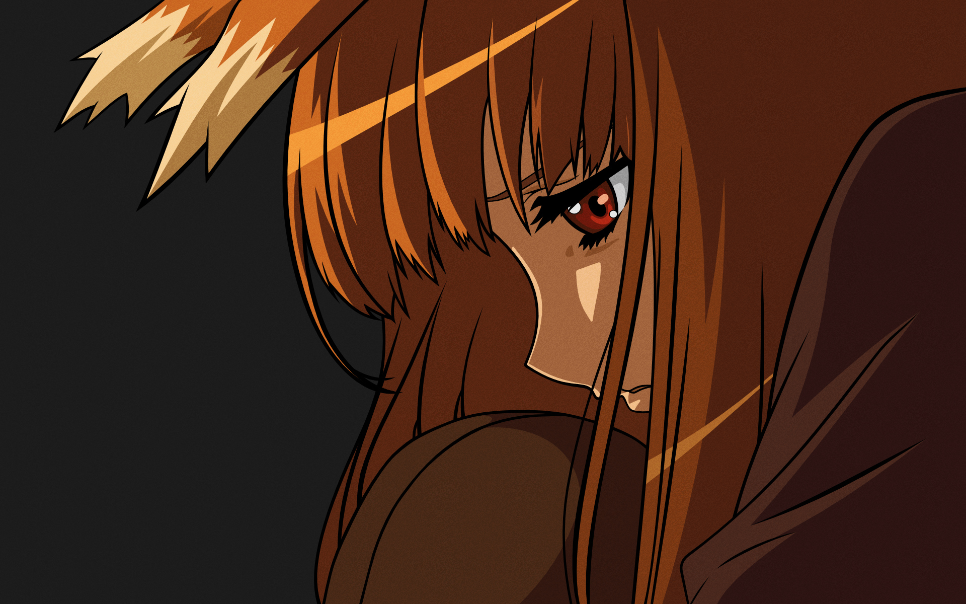 animal ears, anime, spice and wolf, brown hair, holo (spice & wolf), red eyes, sad cell phone wallpapers