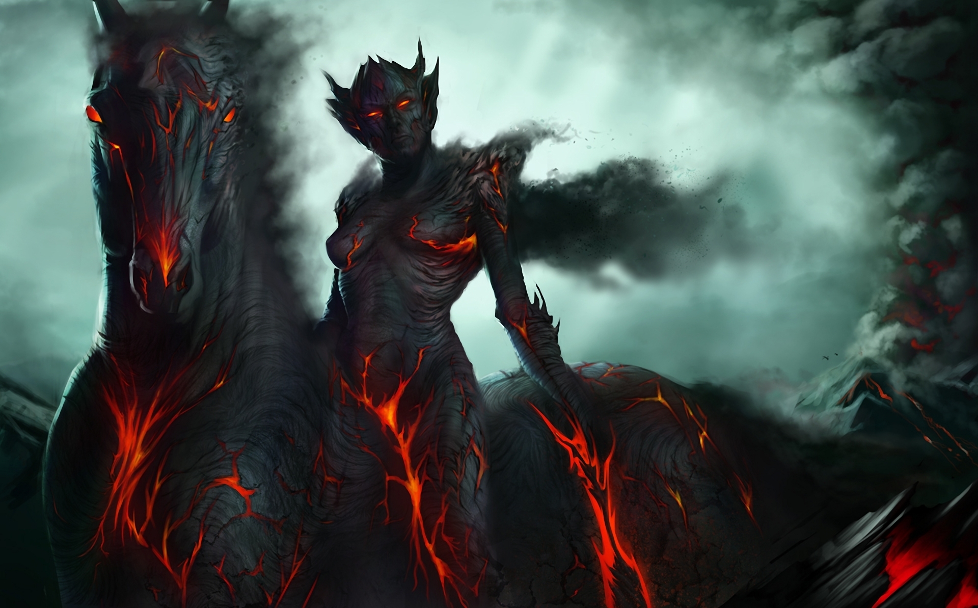Demon fantasy, horse 8k Backgrounds
