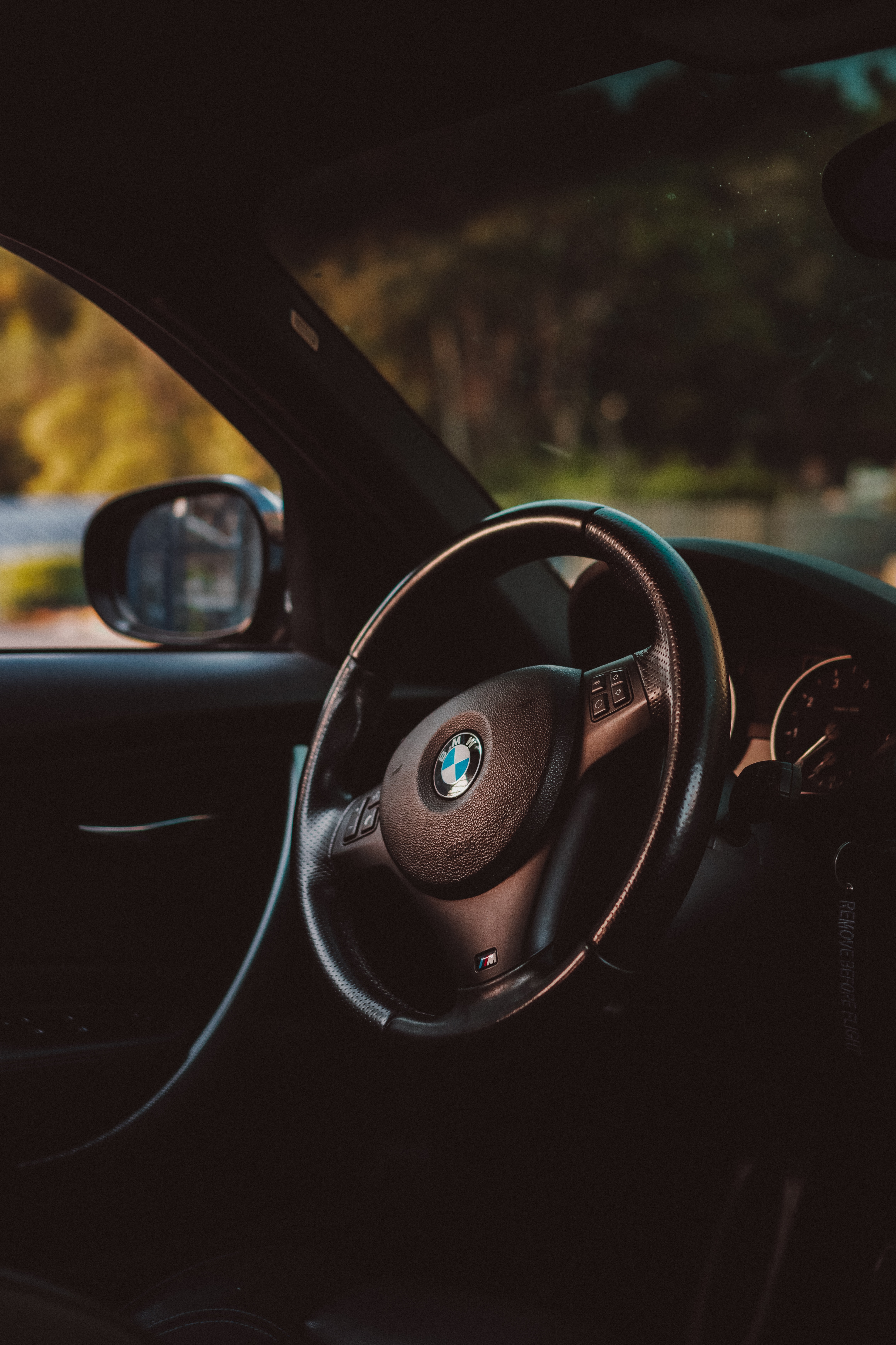 steering wheel, bmw, cars, black, car, machine, rudder Phone Background