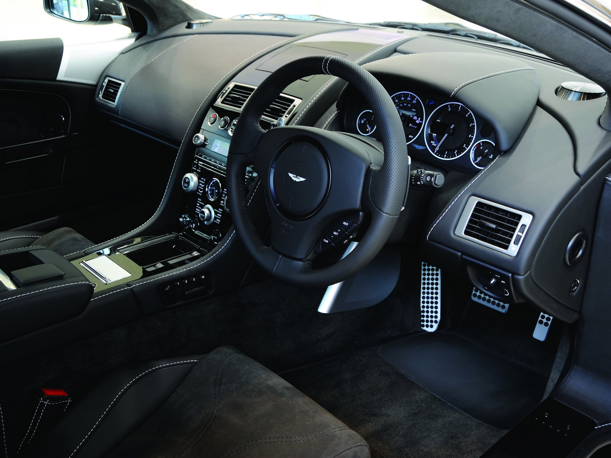 interior, aston martin, cars, black, dbs, steering wheel, rudder, salon, speedometer, 2010