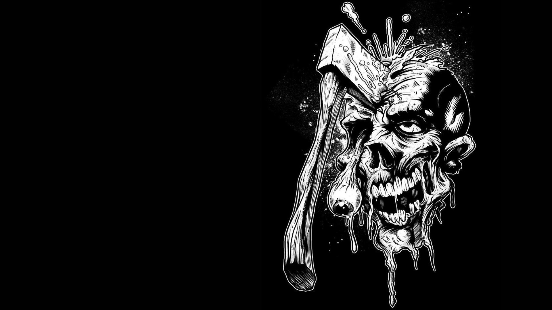 32k Wallpaper Zombie skull, dark, creepy, horror