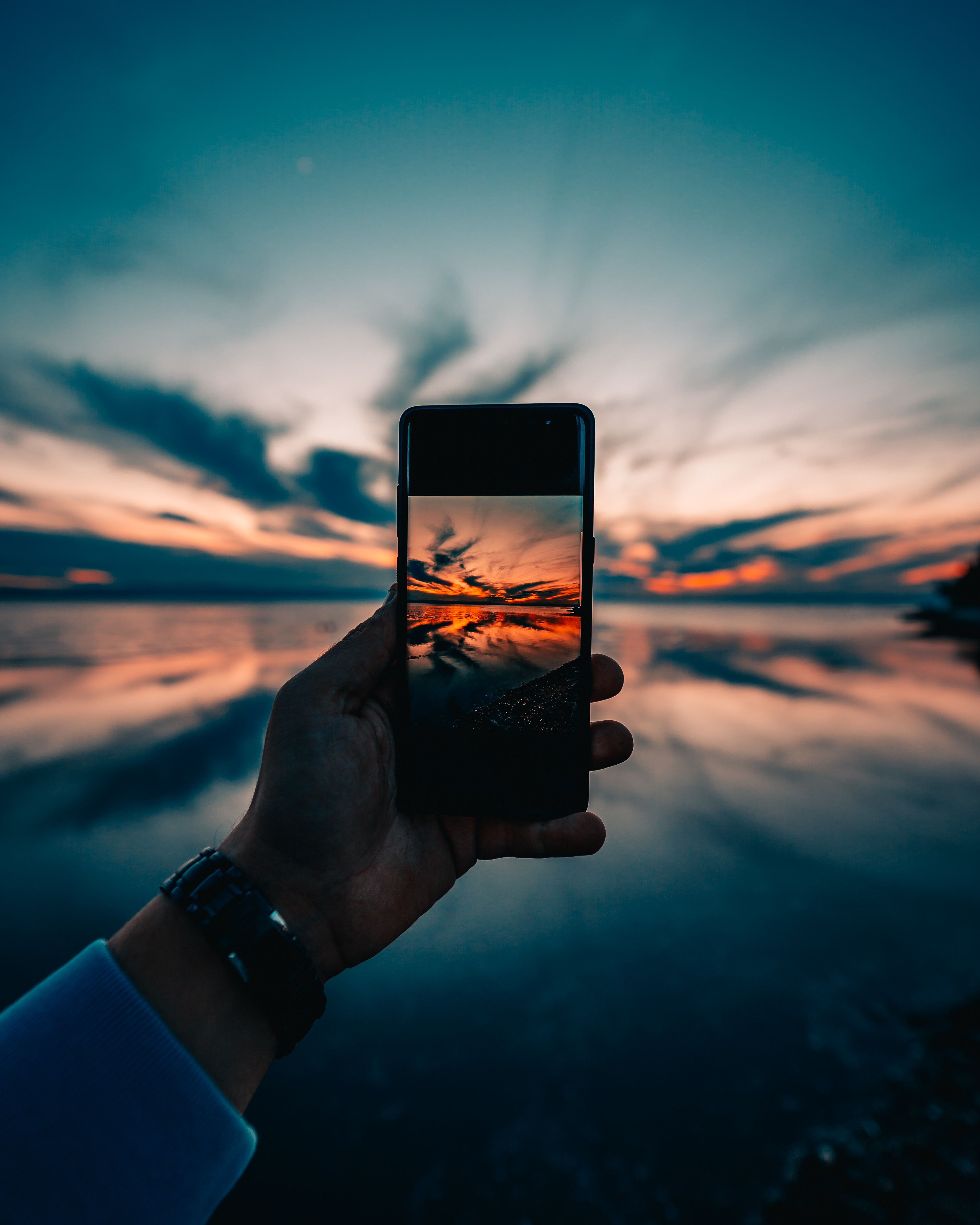 Smartphone Background sunset, hand, miscellaneous, miscellanea