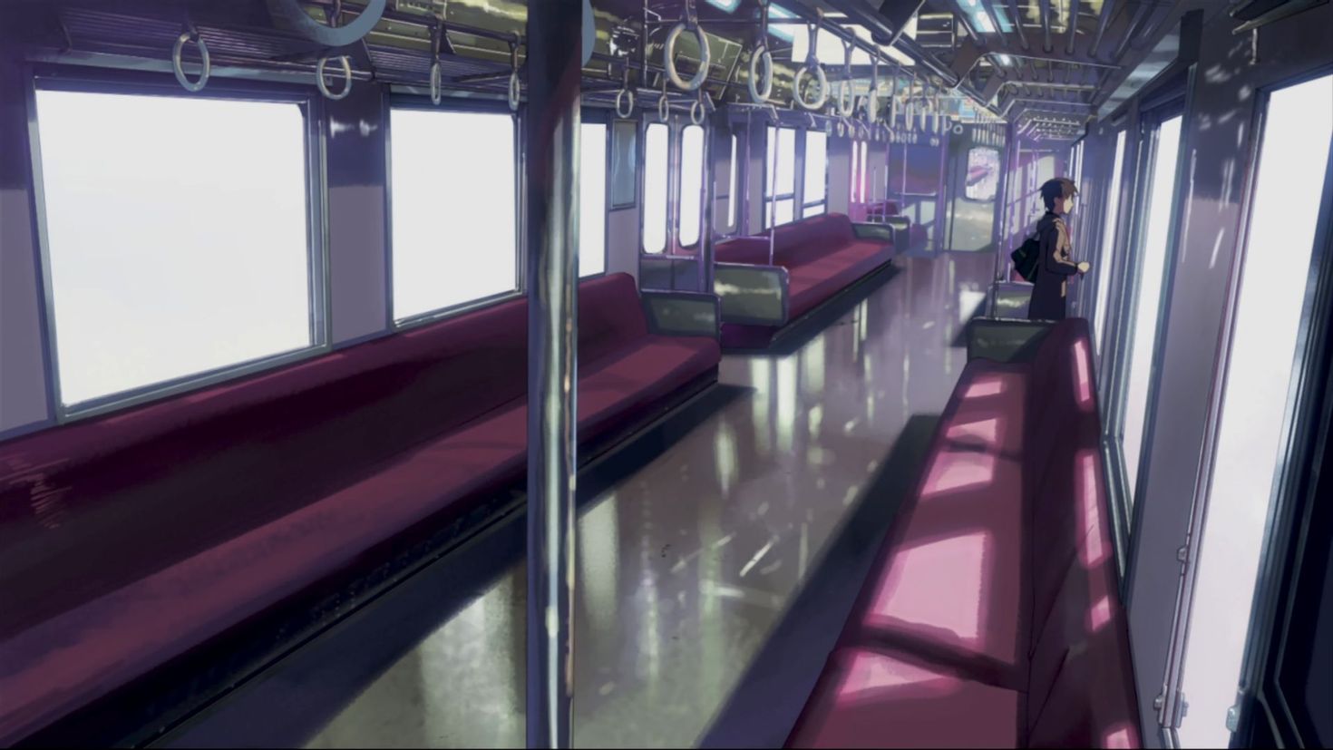 Макото Синкай вагон метро аниме