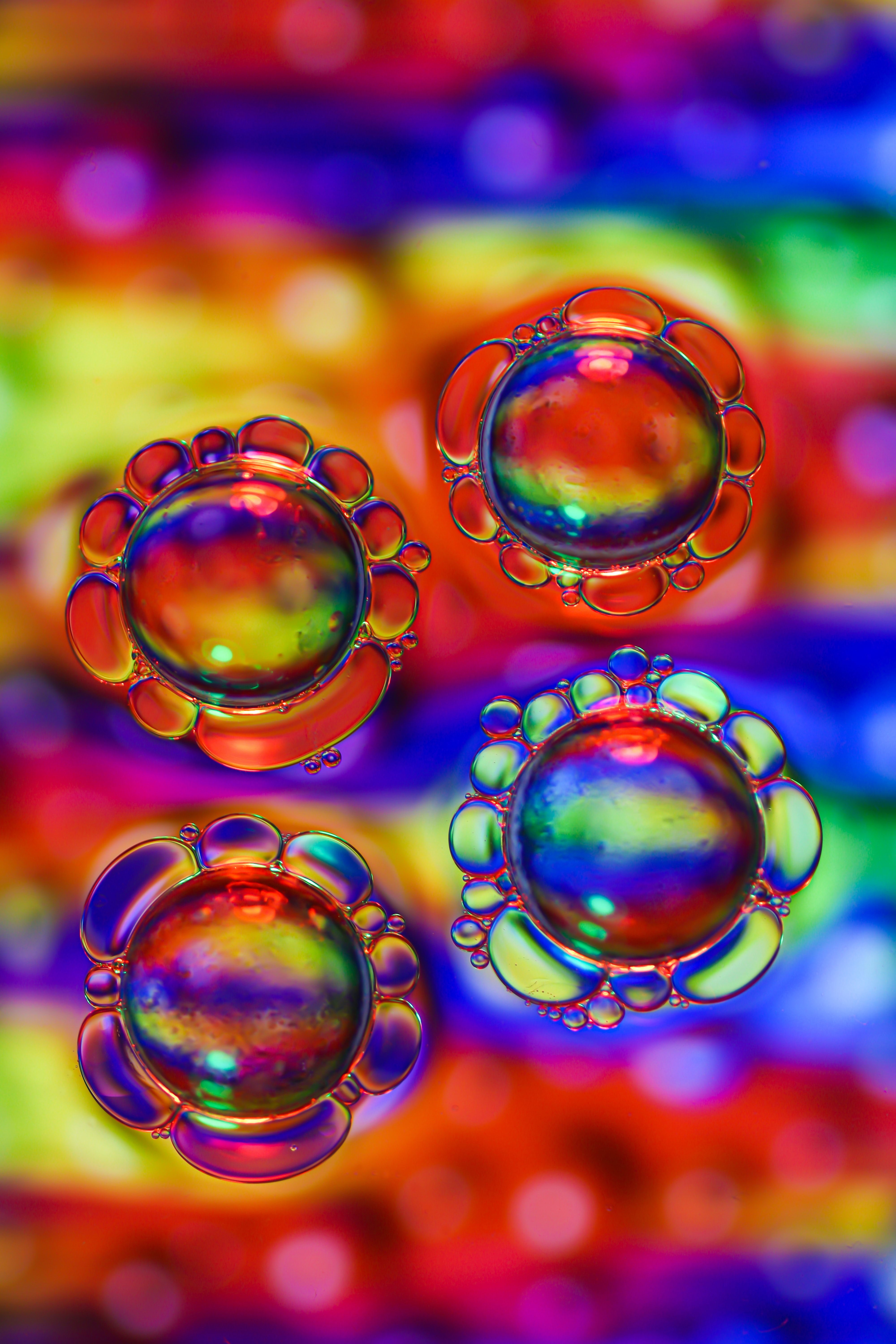 bubbles, transparent, macro, multicolored, motley, liquid