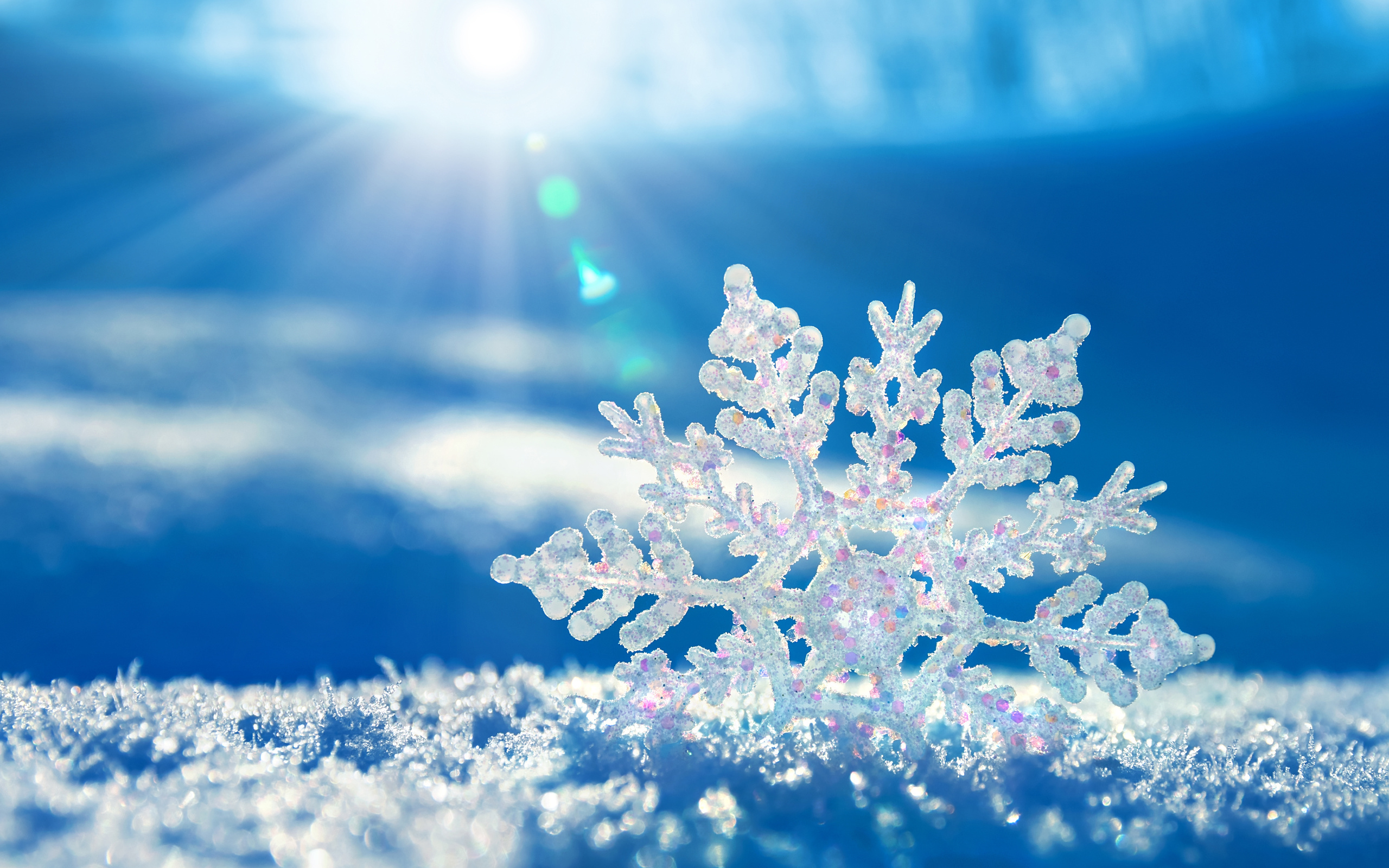 snowflakes, background, blue Full HD