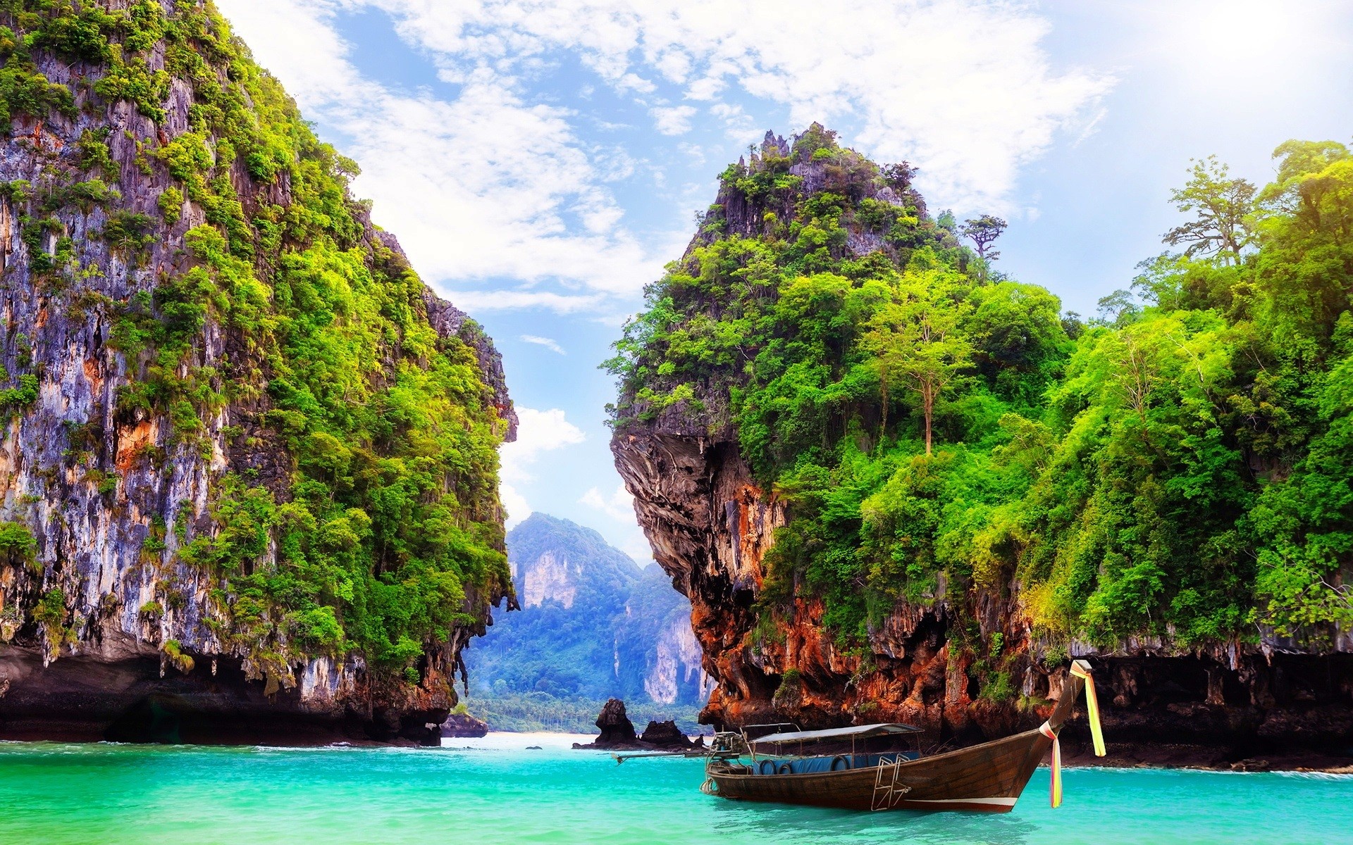 nature, photography, tropical, canoe, cliff, ocean, thailand