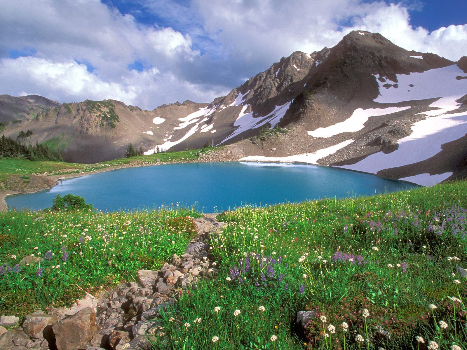 Laden Sie das Natur, Stones, Mountains, See, Grüne, Grünen, Alpen, Nationalpark, Blaues Wasser-Bild kostenlos auf Ihren PC-Desktop herunter