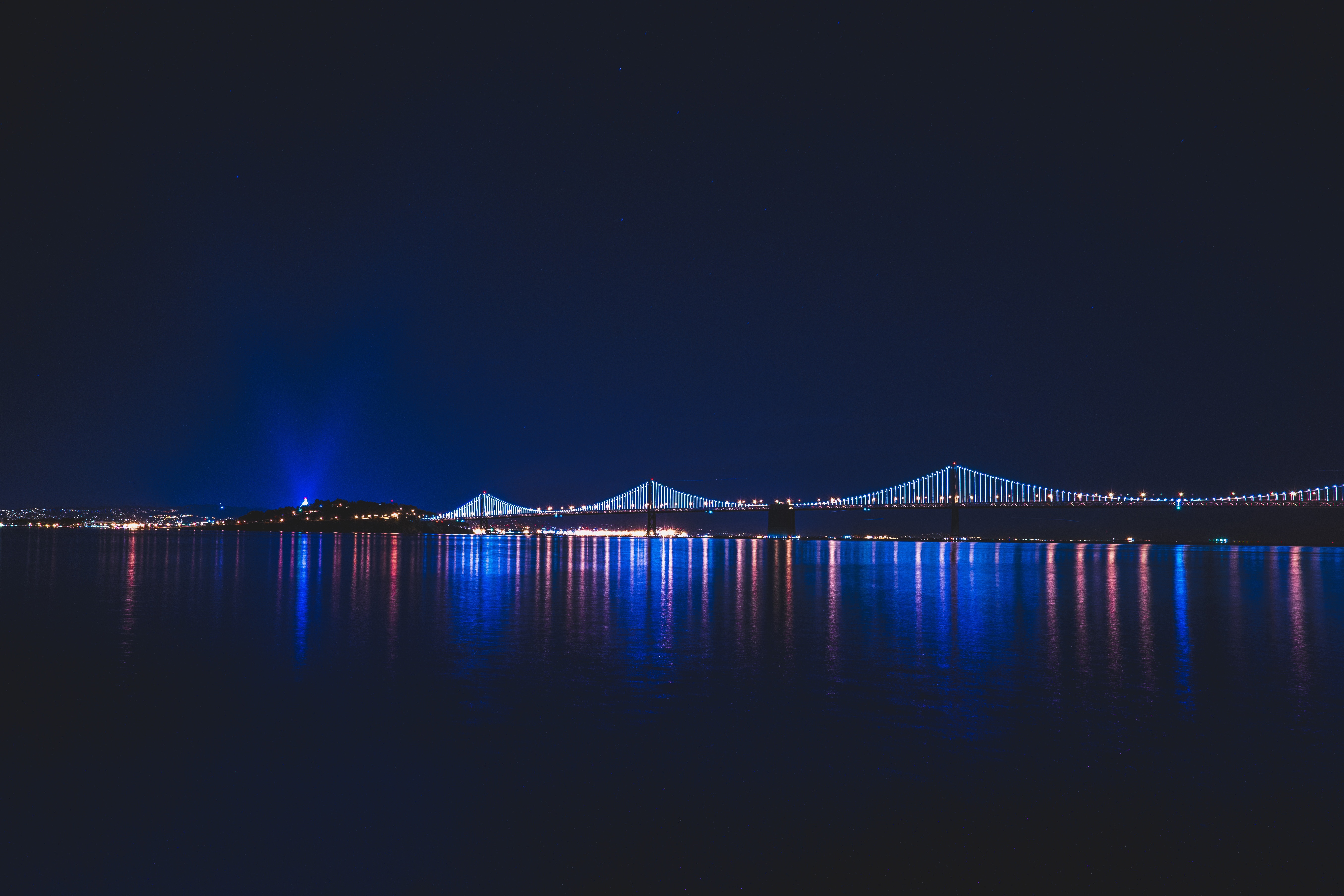 night, cities, rivers, city, bridge Full HD