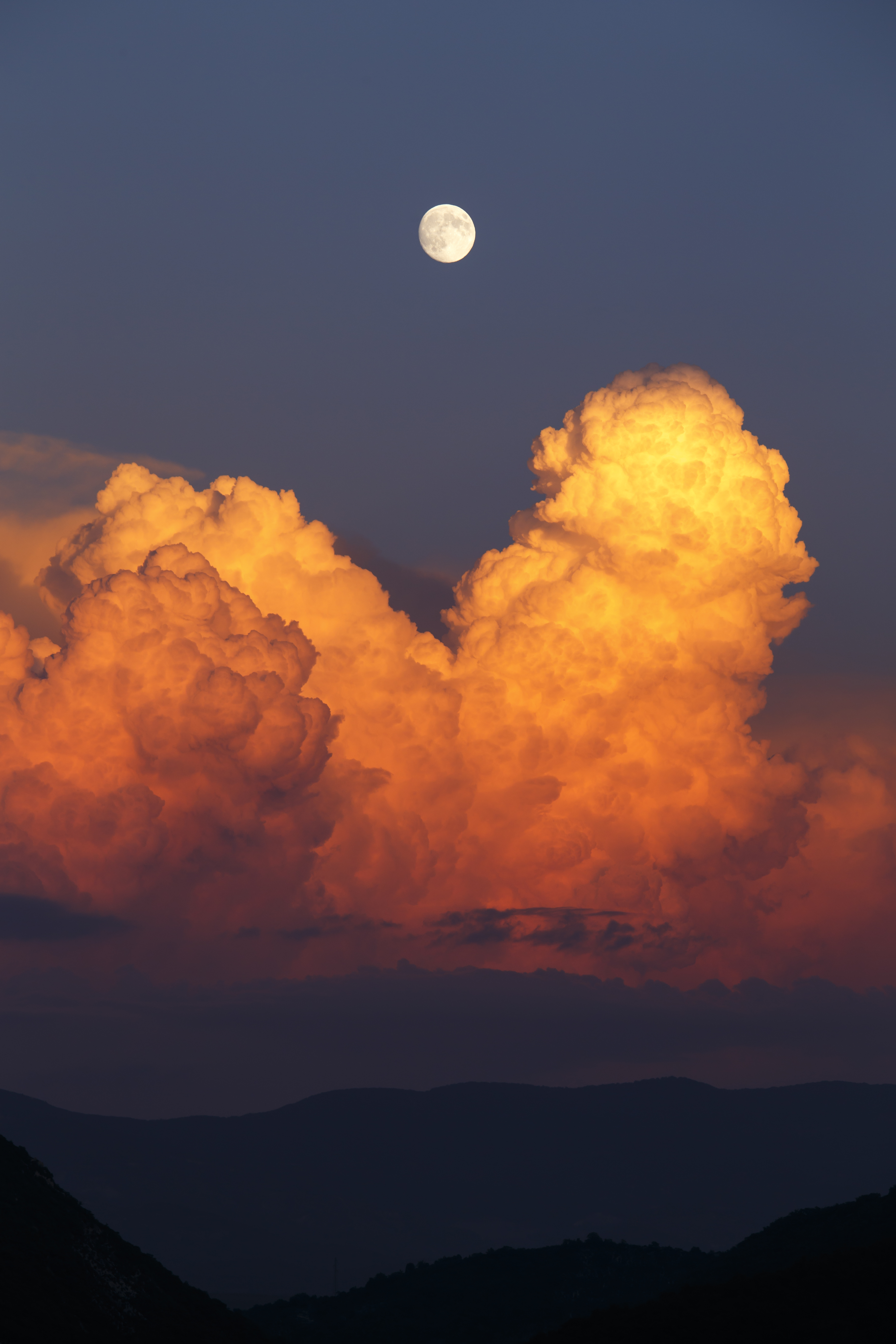 Laden Sie das Mond, Sunset, Sky, Clouds, Dunkel-Bild kostenlos auf Ihren PC-Desktop herunter