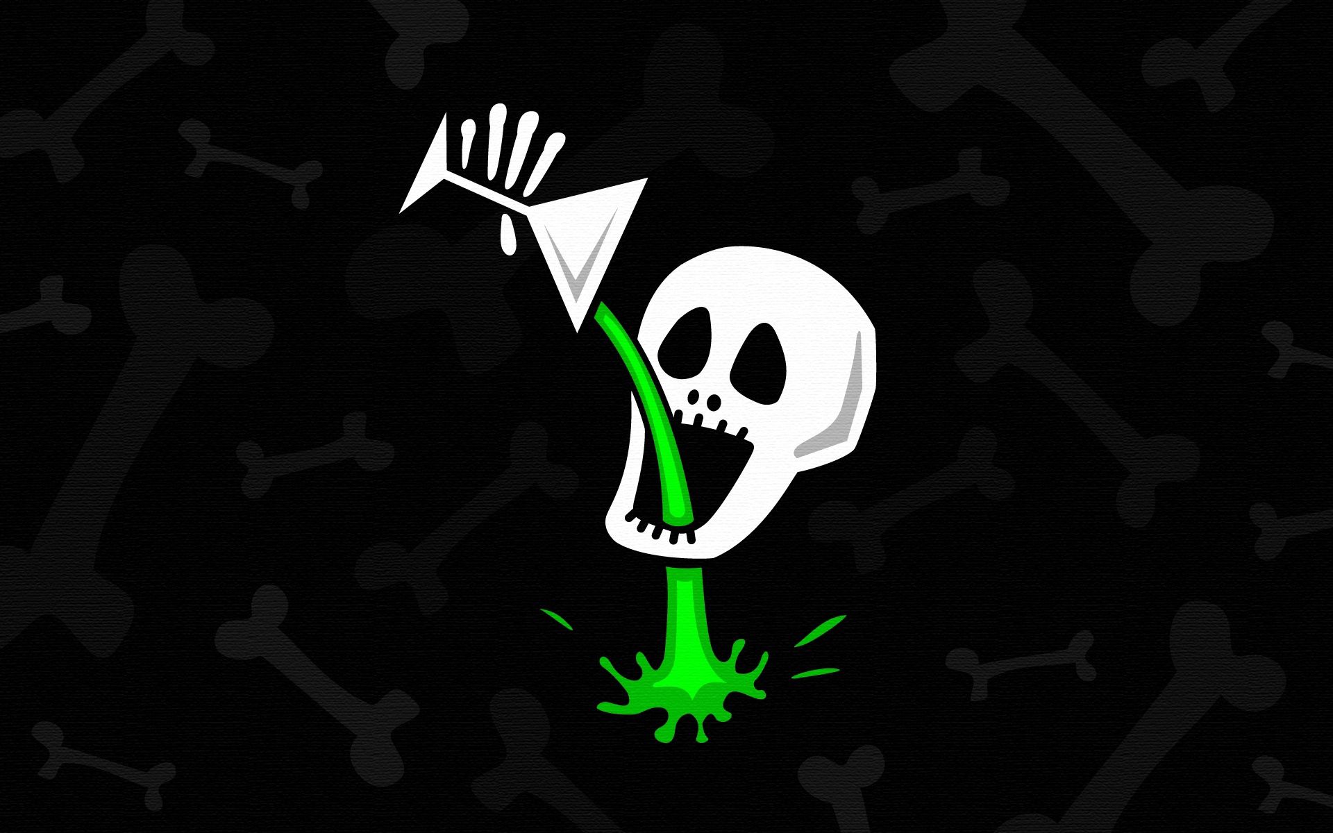130571 download wallpaper skull, green, vector, bone, drink, beverage, sing screensavers and pictures for free