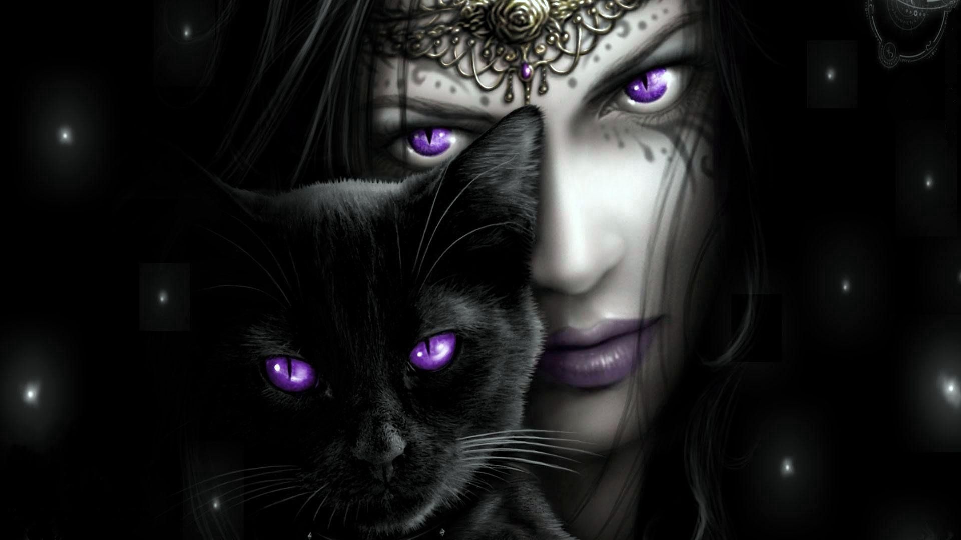 146481 download wallpaper fantasy, lilac, cat, eyes, girl, face screensavers and pictures for free